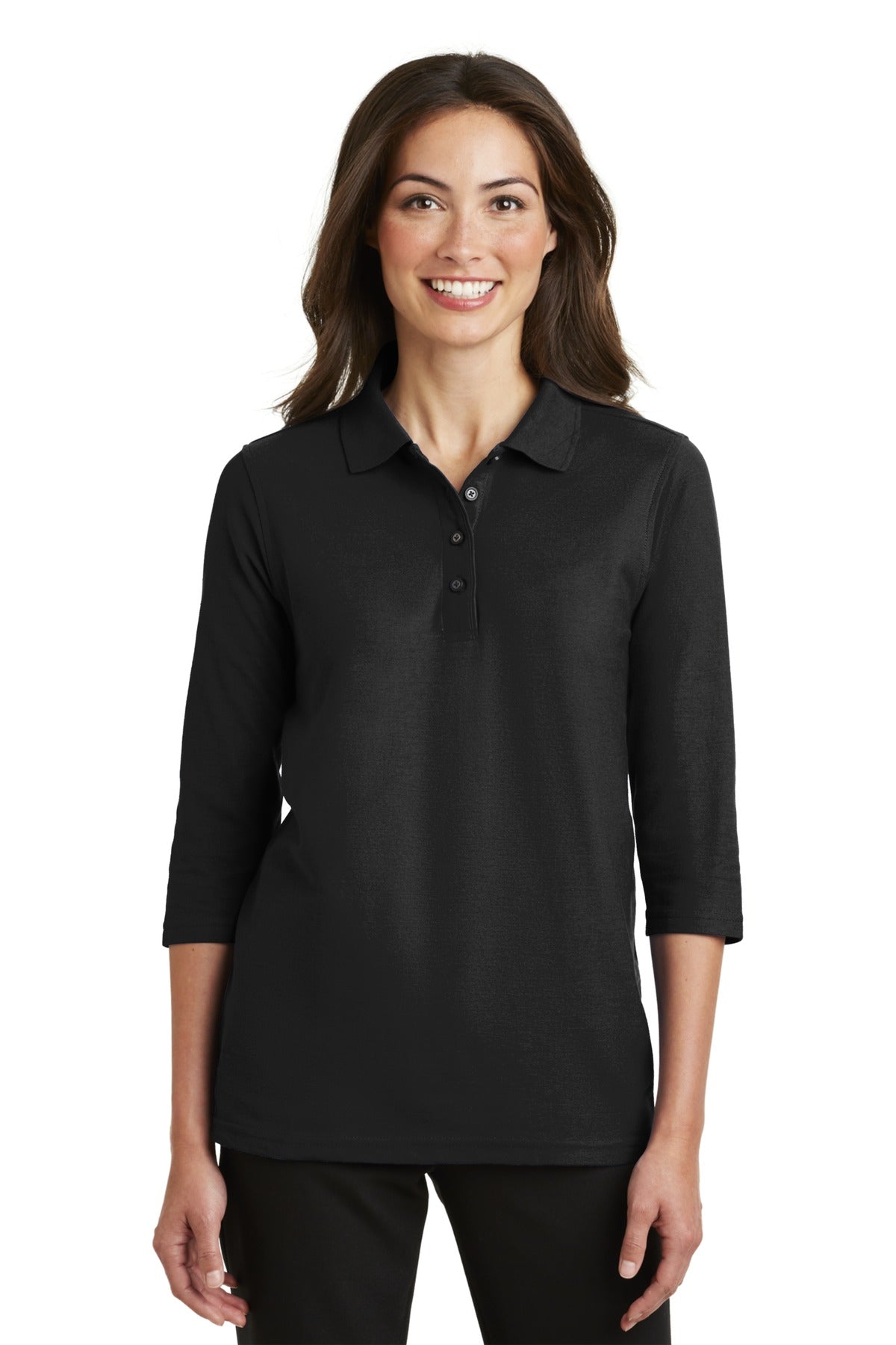 Custom Embroidered - Port Authority© Women's Silk Touch© 3/4-Sleeve Polo. L562