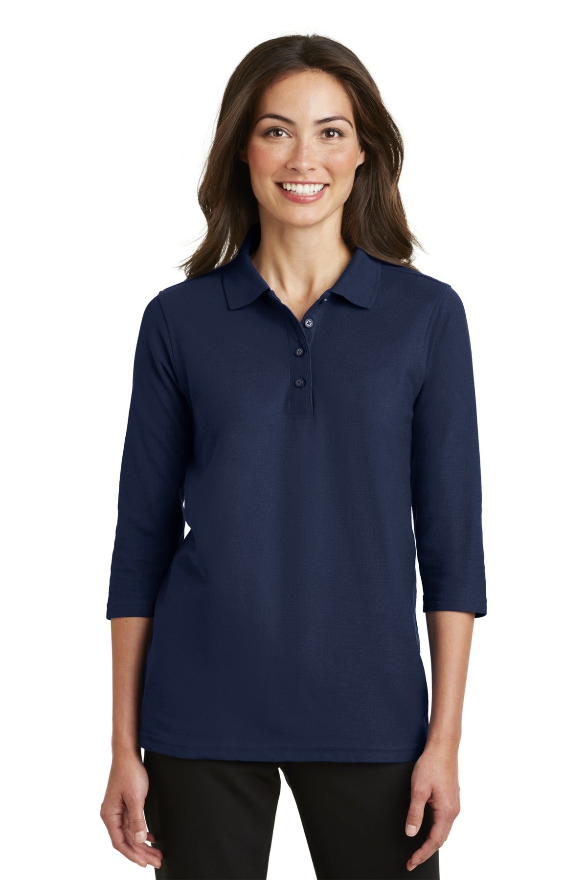Custom Embroidered - Port Authority© Women's Silk Touch© 3/4-Sleeve Polo. L562