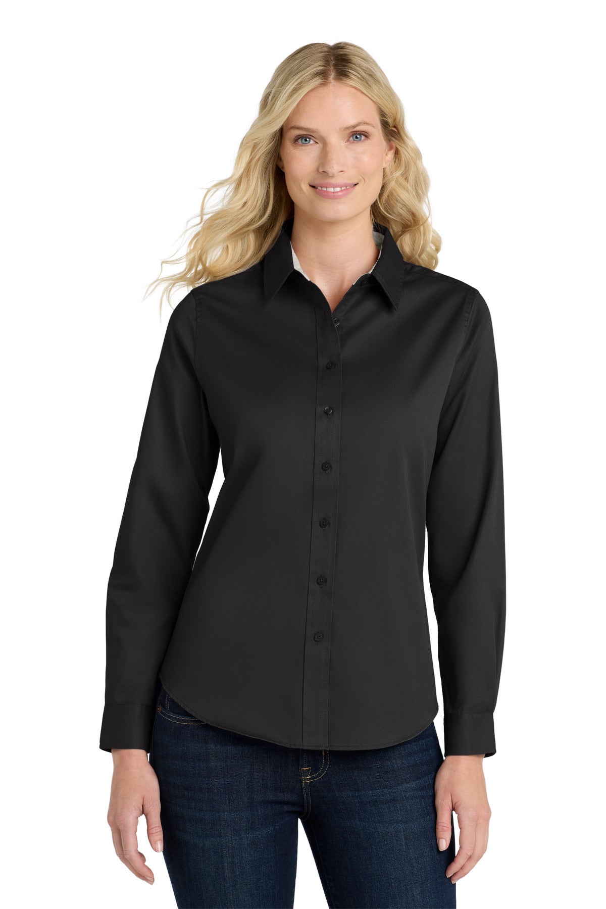 Custom Embroidered or DTF Printed - Port Authority® Women's Long Sleeve Easy Care Shirt. L608