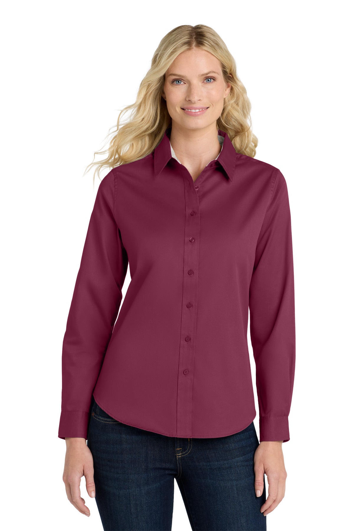 Custom Embroidered or DTF Printed - Port Authority® Women's Long Sleeve Easy Care Shirt. L608