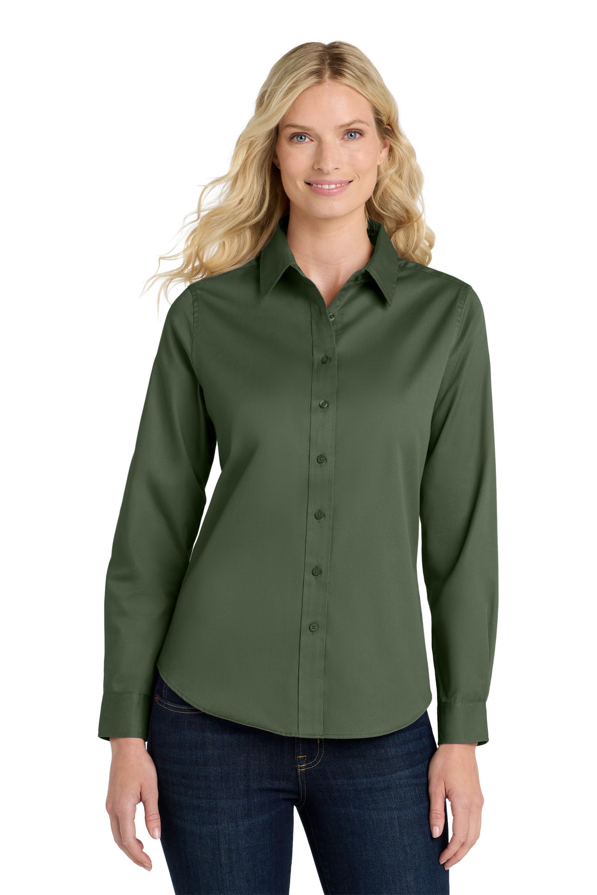 Custom Embroidered or DTF Printed - Port Authority® Women's Long Sleeve Easy Care Shirt. L608