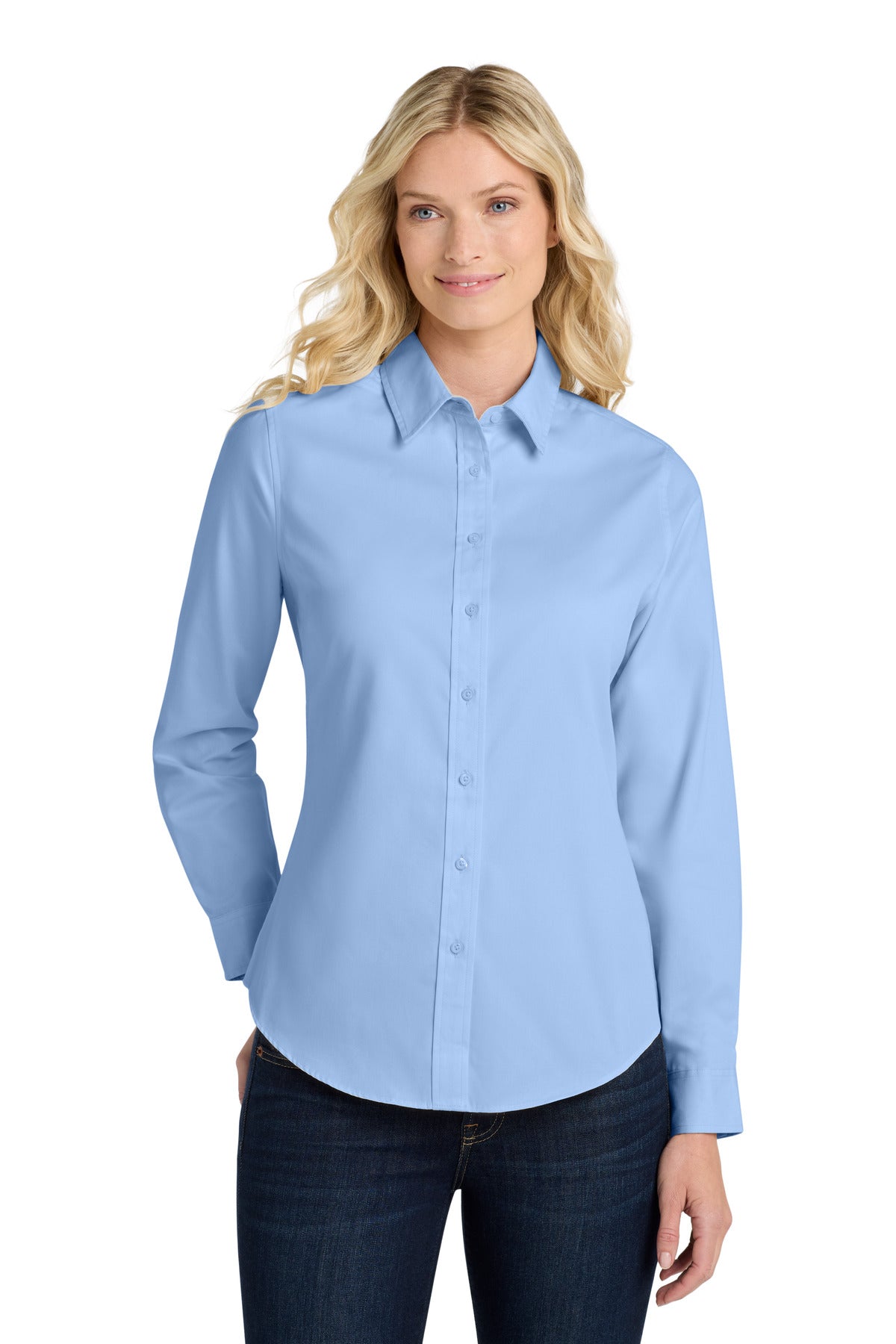 Custom Embroidered or DTF Printed - Port Authority® Women's Long Sleeve Easy Care Shirt. L608