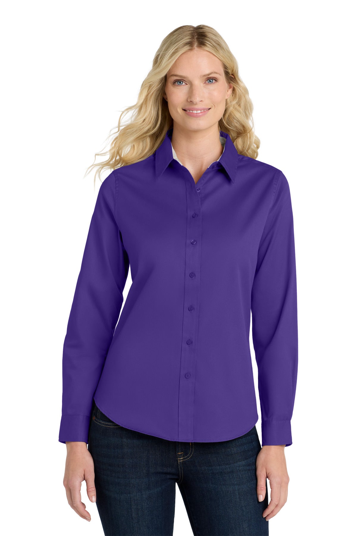 Custom Embroidered or DTF Printed - Port Authority® Women's Long Sleeve Easy Care Shirt. L608