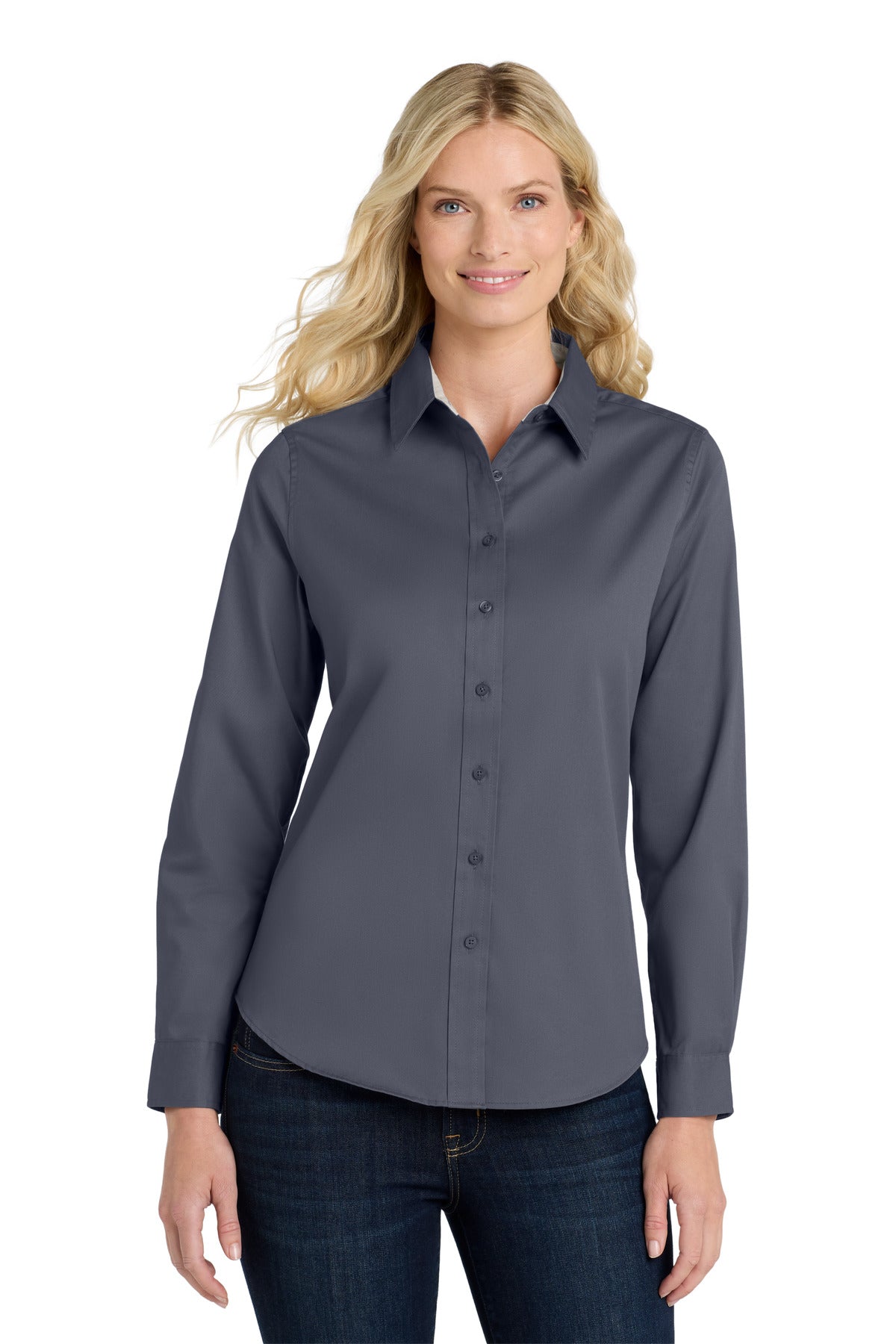 Custom Embroidered or DTF Printed - Port Authority® Women's Long Sleeve Easy Care Shirt. L608