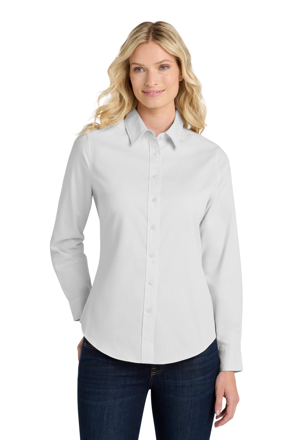 Custom Embroidered or DTF Printed - Port Authority® Women's Long Sleeve Easy Care Shirt. L608