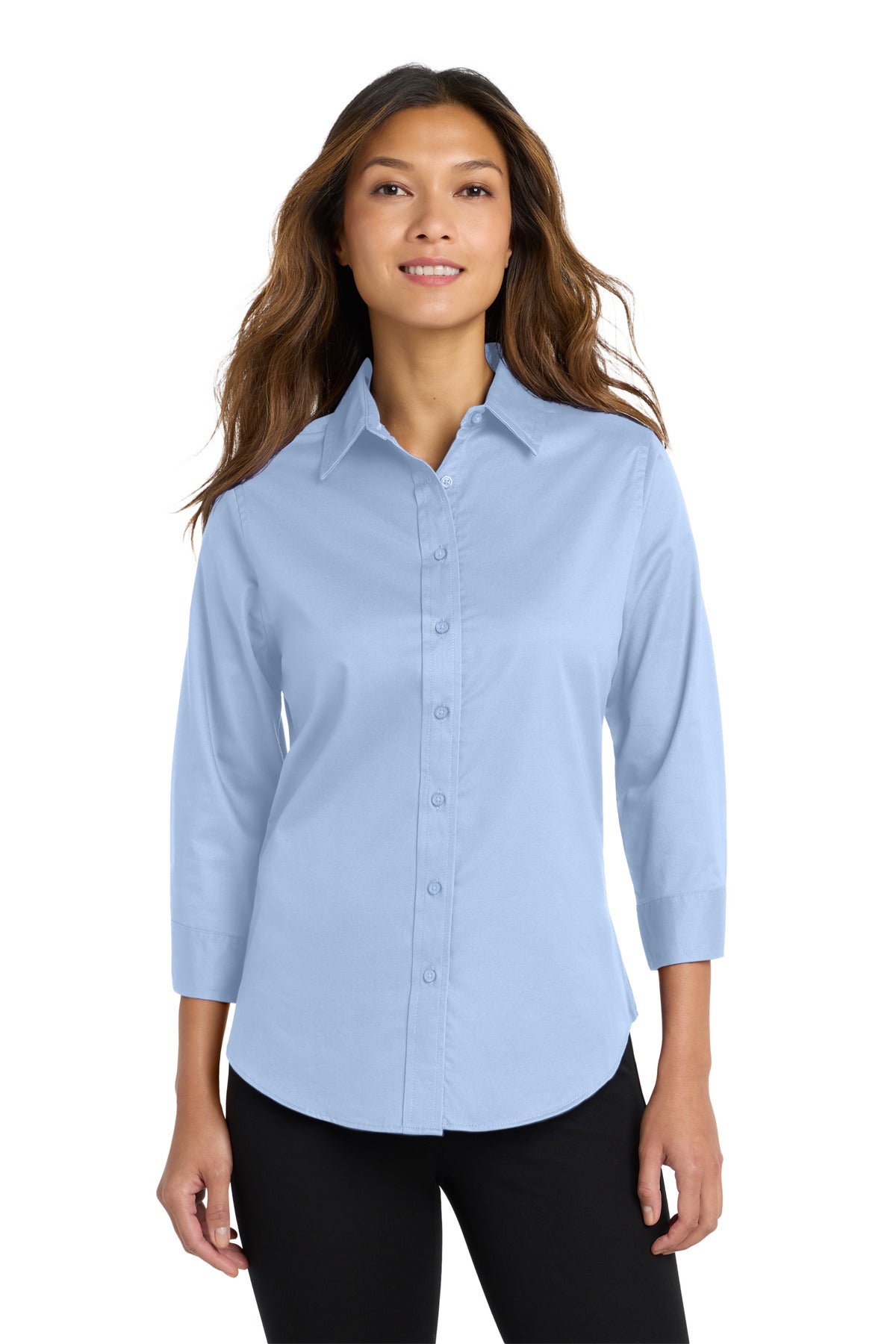 Custom Embroidery or DTF Print - Port Authority ® Women's 3/4-Sleeve Easy Care Shirt. L612