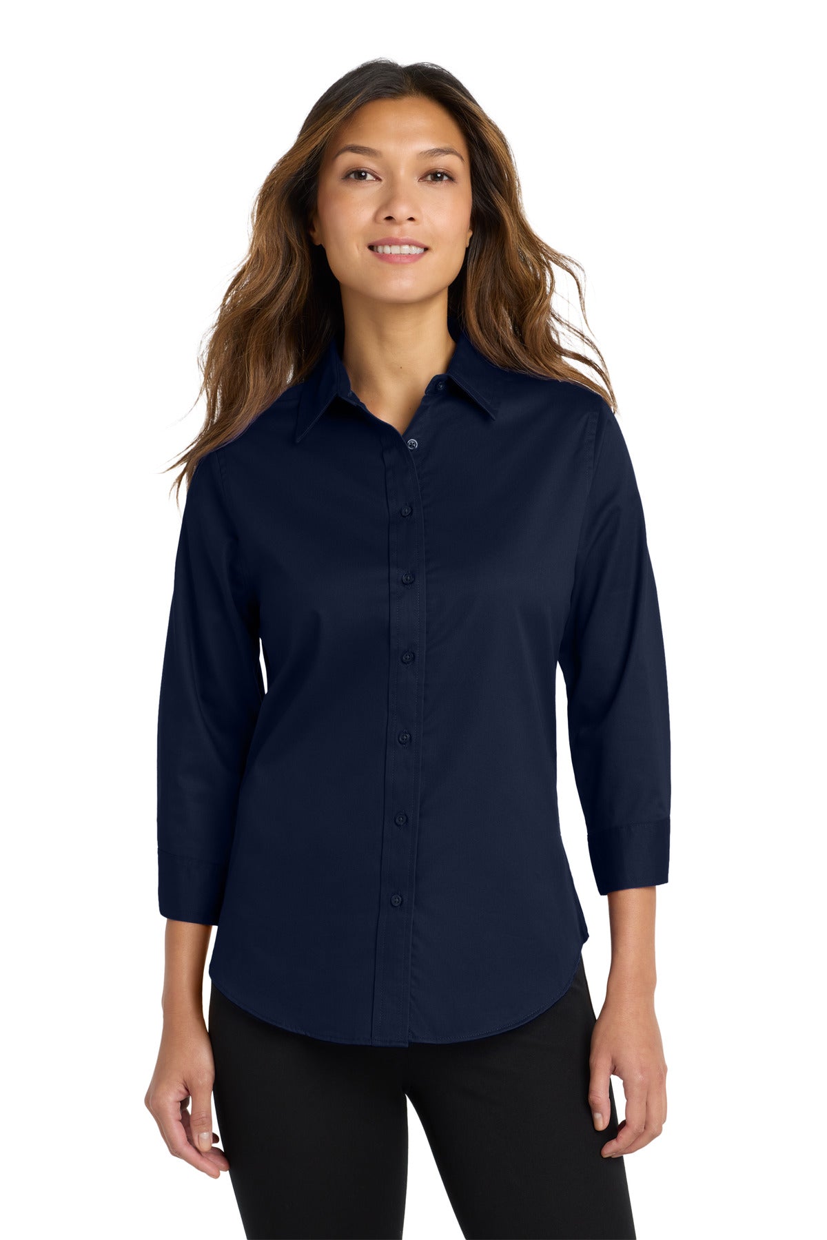 Custom Embroidery or DTF Print - Port Authority ® Women's 3/4-Sleeve Easy Care Shirt. L612