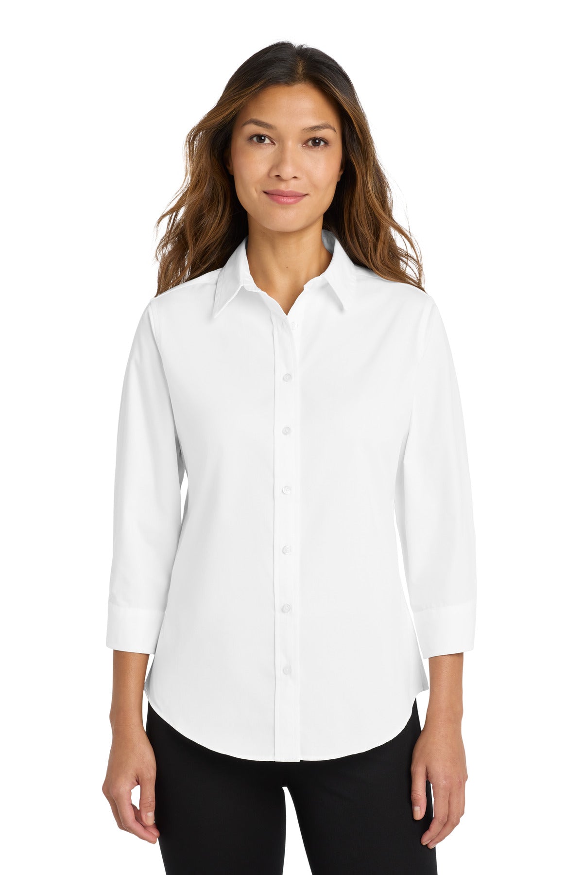 Custom Embroidery or DTF Print - Port Authority ® Women's 3/4-Sleeve Easy Care Shirt. L612