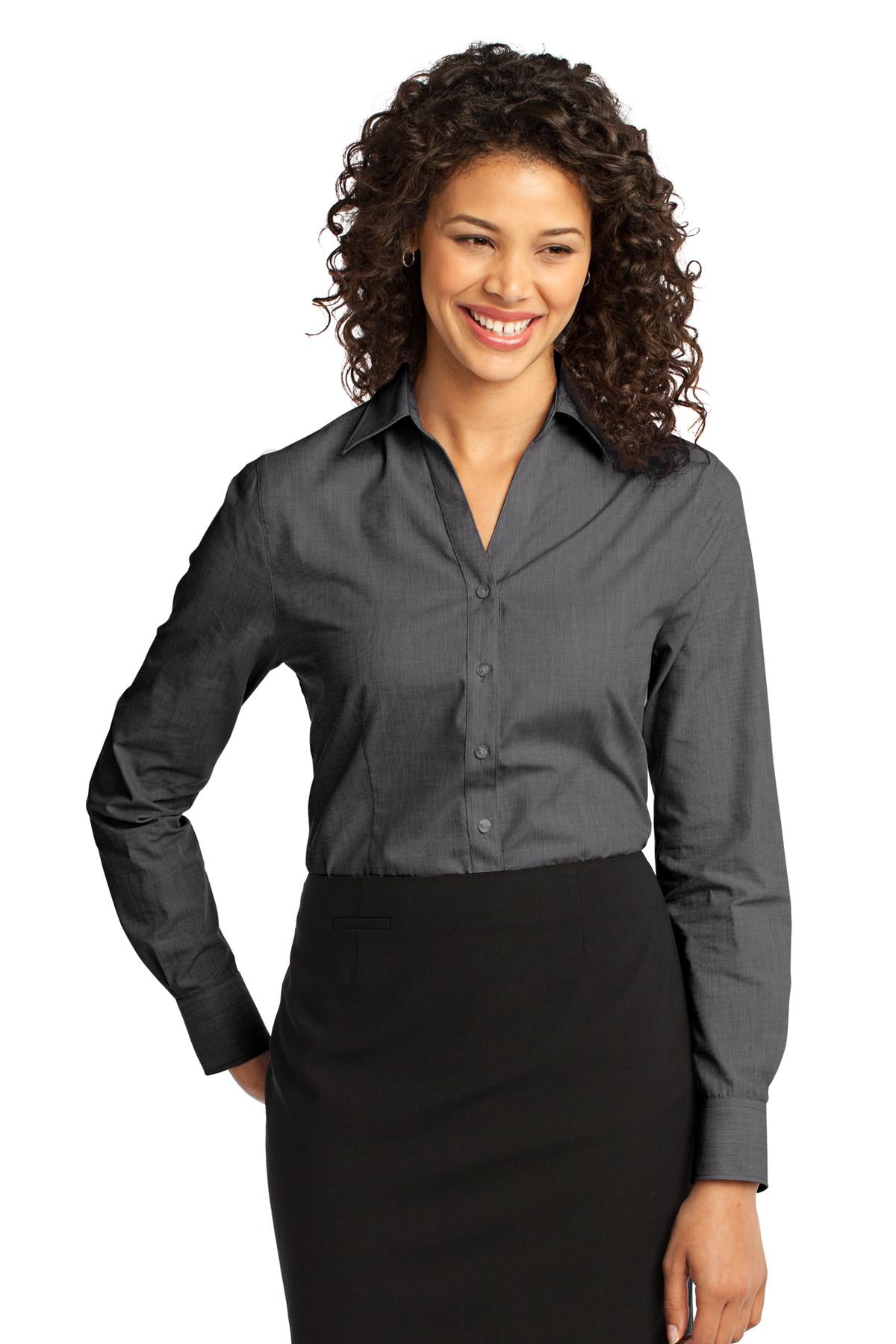 Custom Embroidery or DTF Print - Port Authority ® Women's Crosshatch Easy Care Shirt. L640