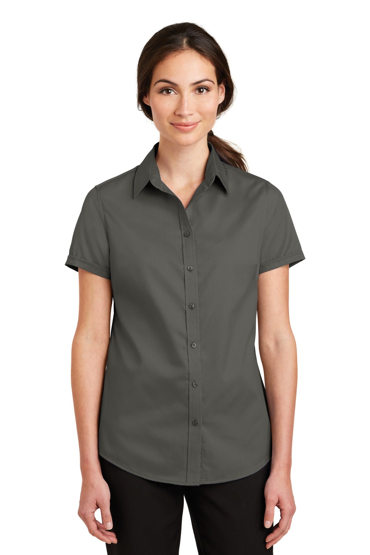 Custom Embroidery or DTF Print - Port Authority ® Women's Short Sleeve SuperPro ™ Twill Shirt. L664