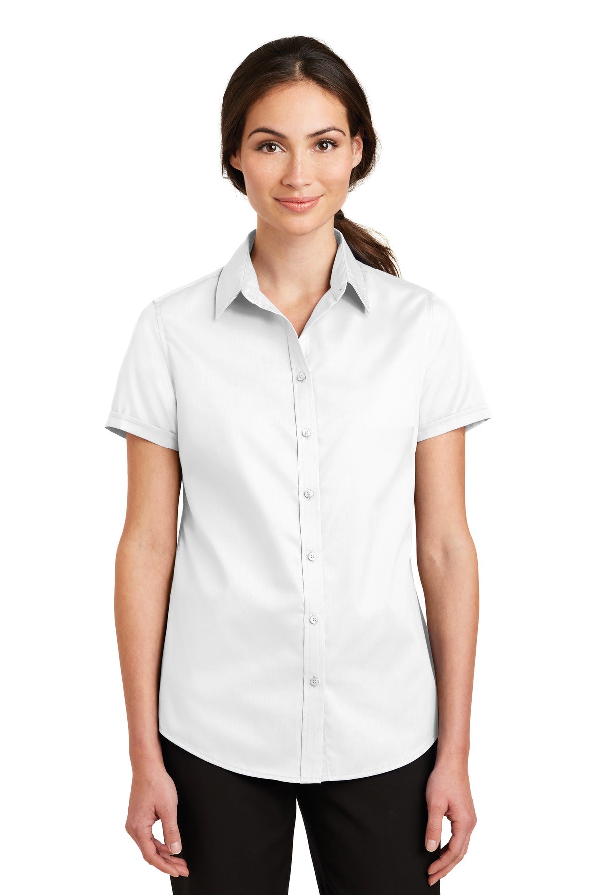 Custom Embroidery or DTF Print - Port Authority ® Women's Short Sleeve SuperPro ™ Twill Shirt. L664
