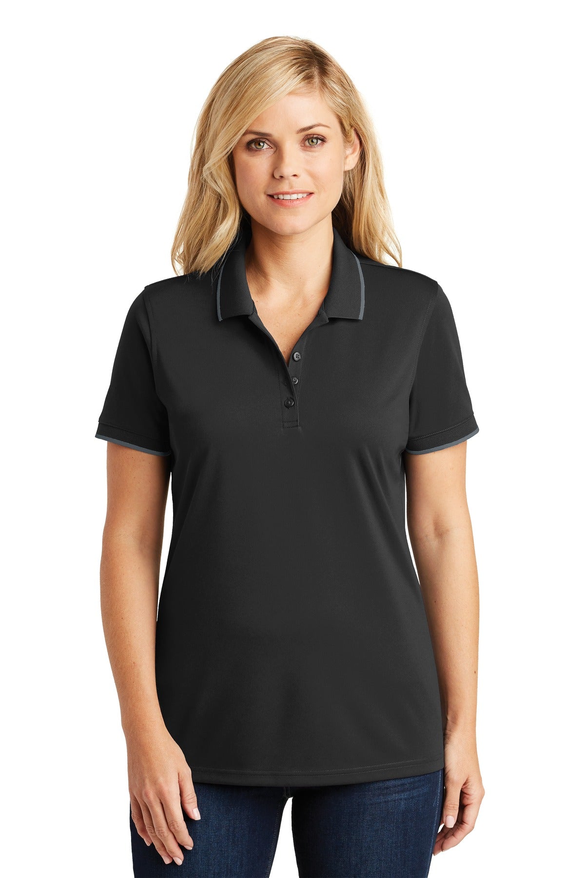 Custom Embroidered - Port Authority© Women's Dry Zone© UV Micro-Mesh Tipped Polo. LK111