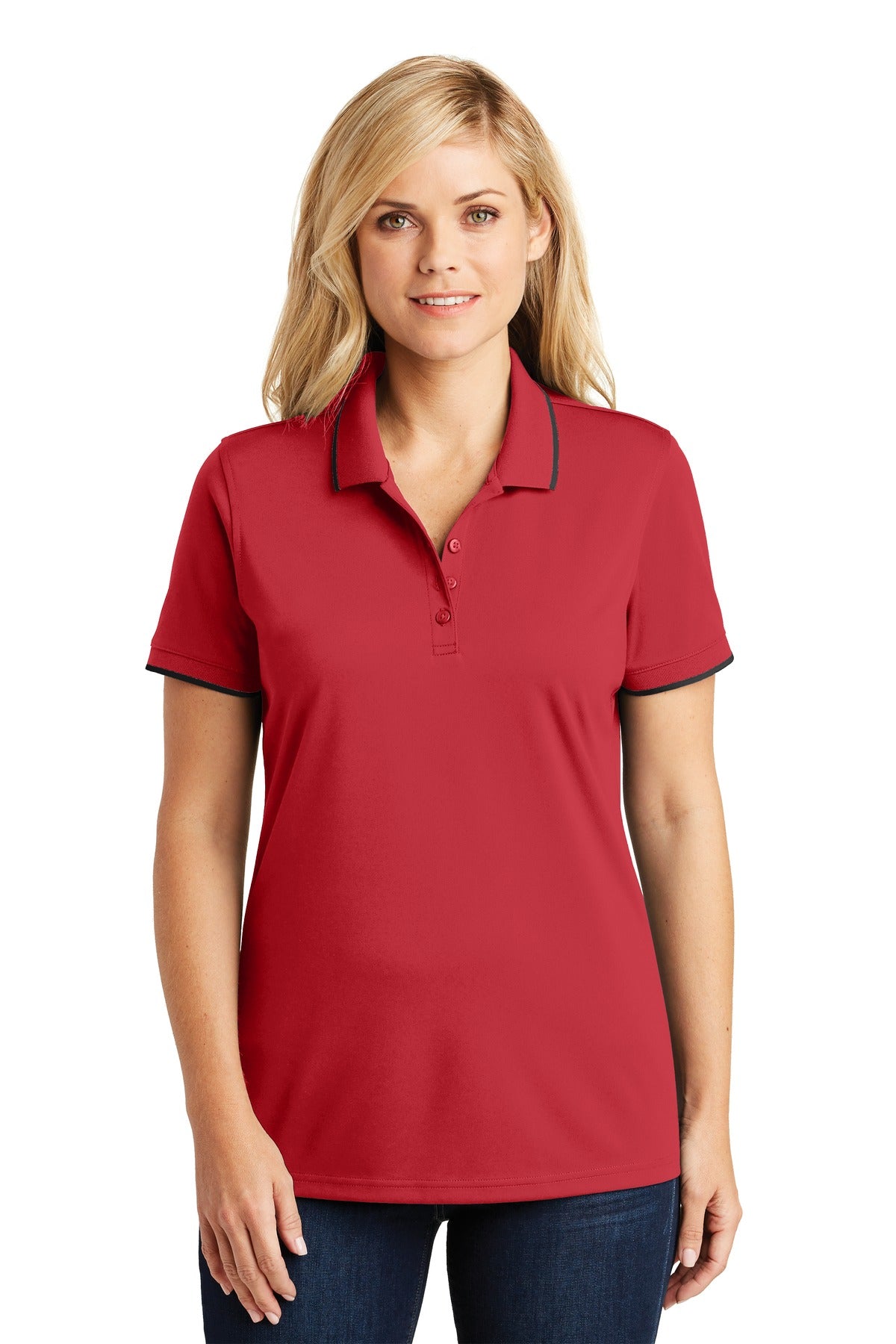 Custom Embroidered - Port Authority© Women's Dry Zone© UV Micro-Mesh Tipped Polo. LK111
