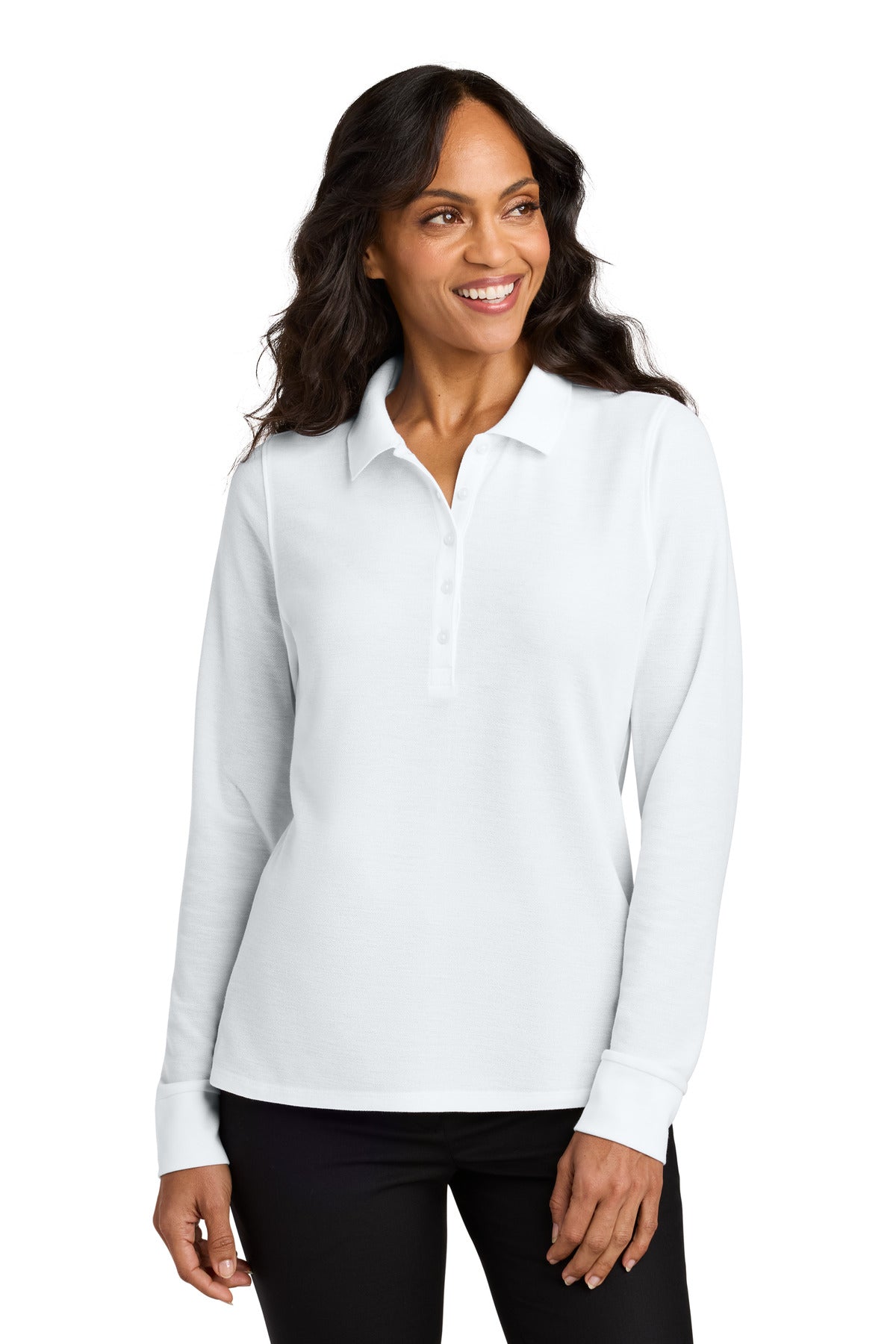Custom Embroidered or DTF Printed - Port Authority® Women's Wearever Signature Pique Long Sleeve Polo LK200LS