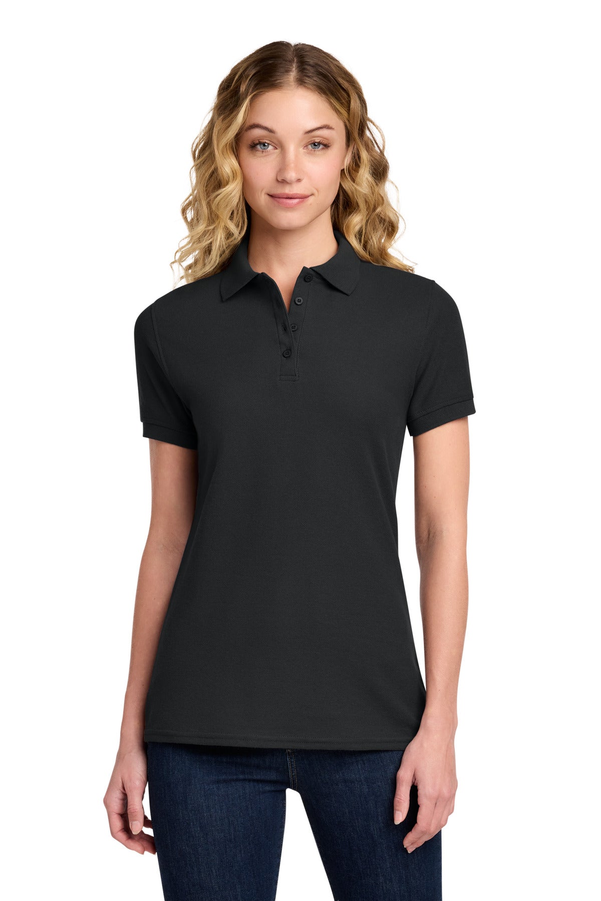 Custom Embroidery or DTF Print - Port & Co ™ Women's Core Blend Pique Polo. LKP155