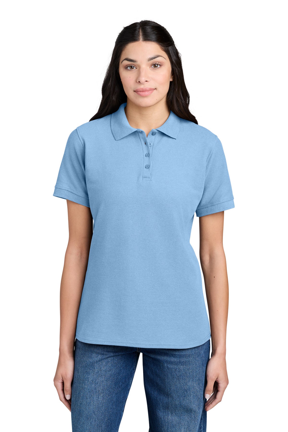 Custom Embroidery or DTF Print - Port & Co ® Women's Core Blend Pique Polo. LKP155