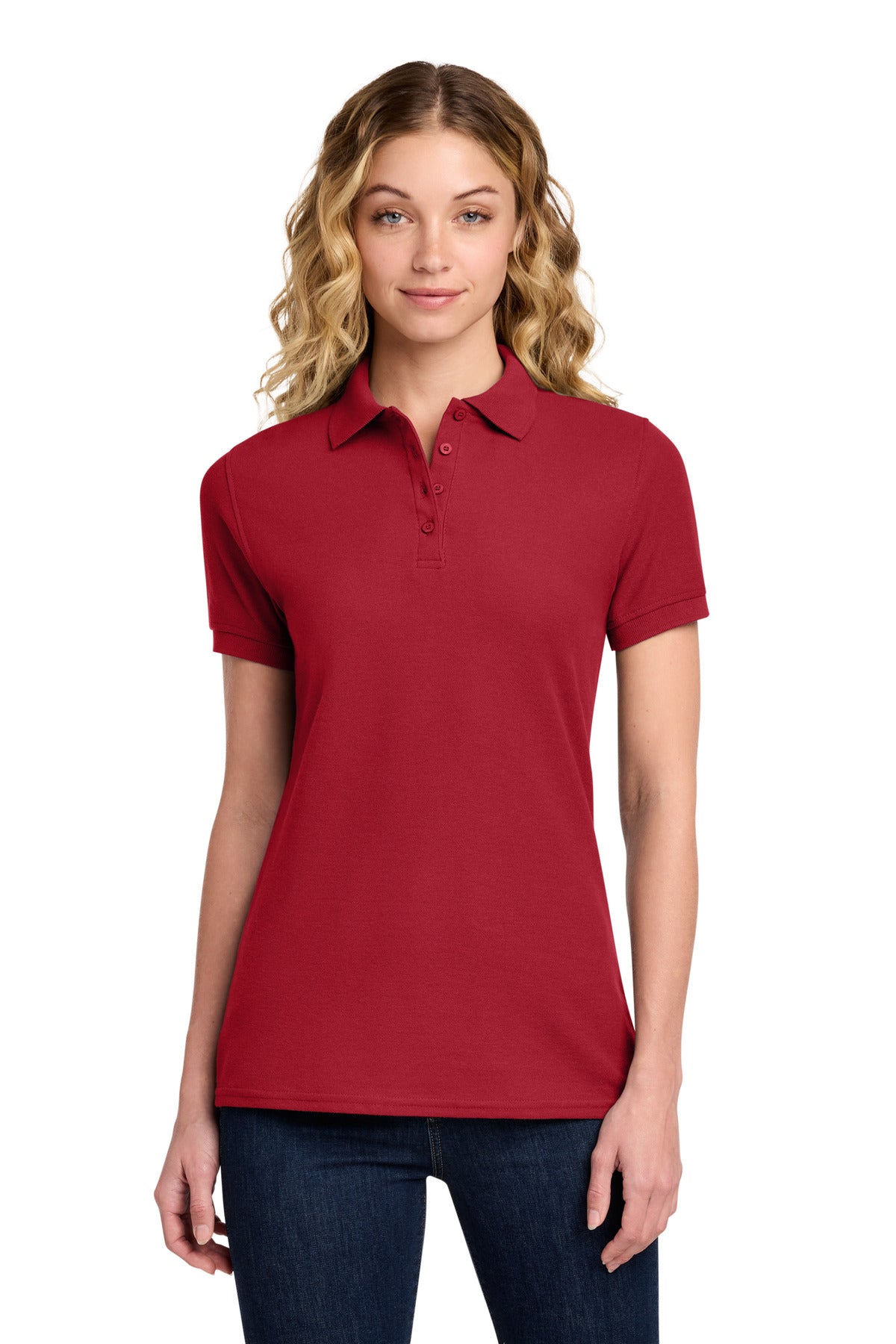 Custom Embroidery or DTF Print - Port & Co ™ Women's Core Blend Pique Polo. LKP155