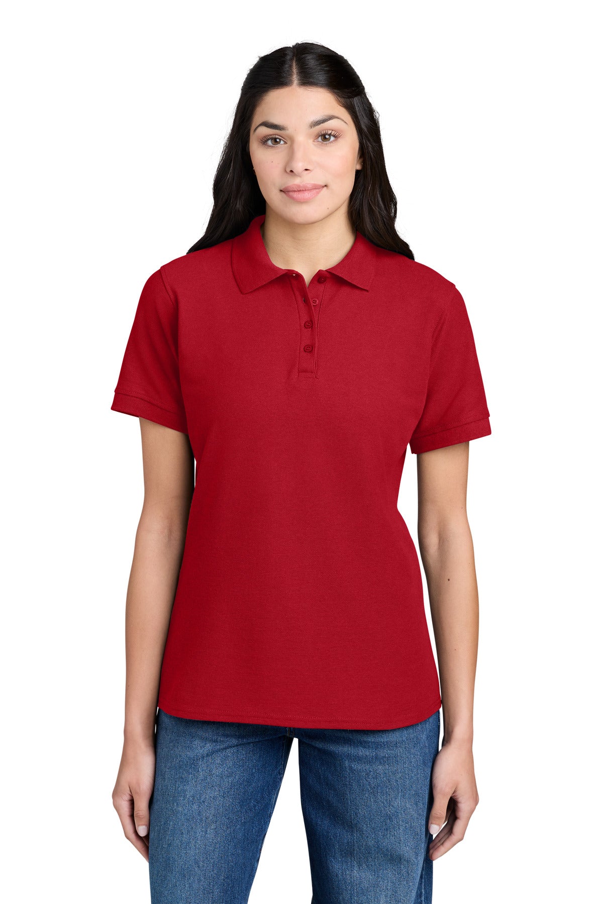 Custom Embroidery or DTF Print - Port & Co ® Women's Core Blend Pique Polo. LKP155