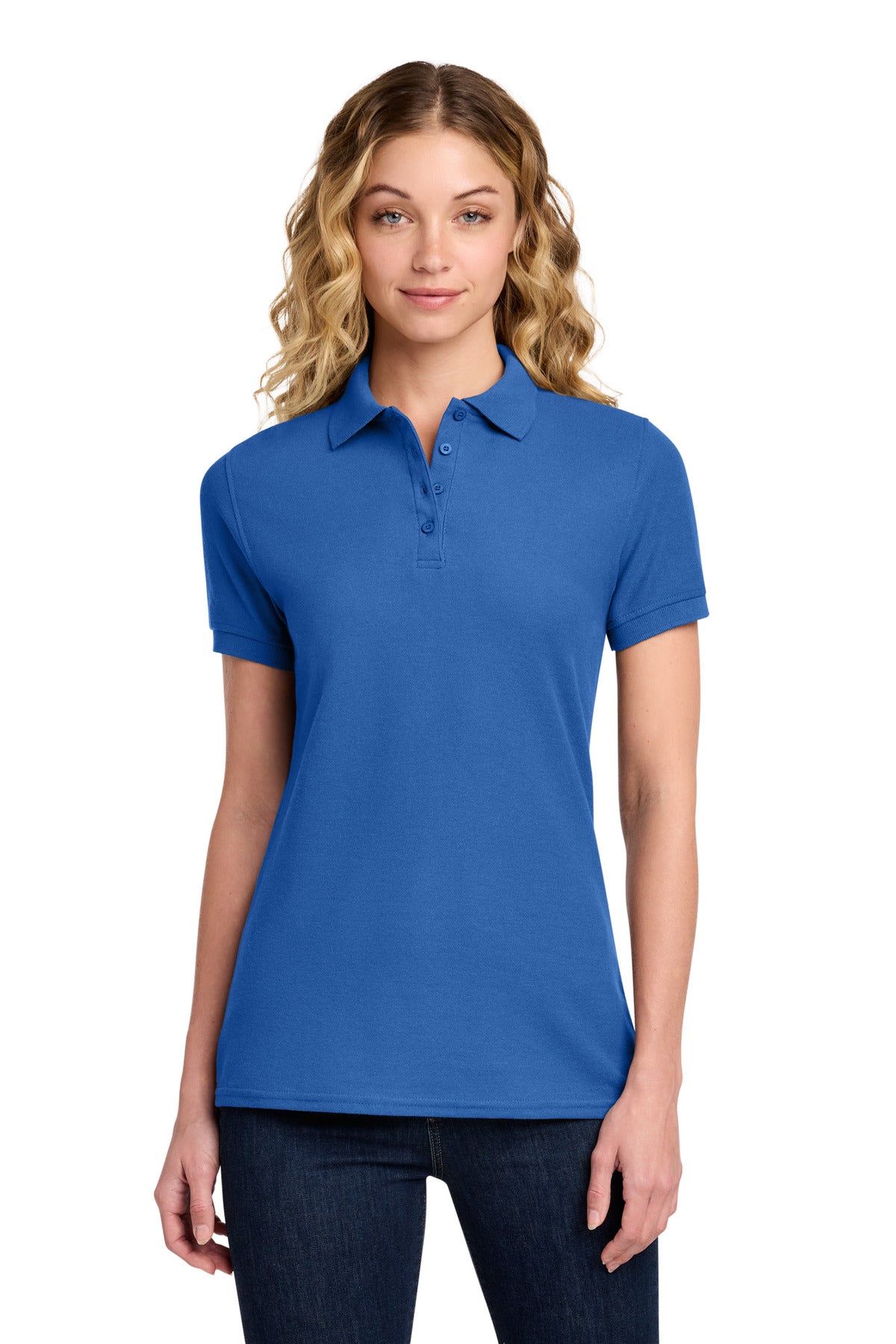 Custom Embroidery or DTF Print - Port & Co ™ Women's Core Blend Pique Polo. LKP155