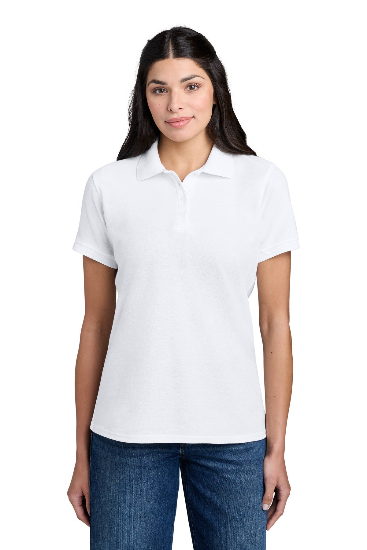 Custom Embroidery or DTF Print - Port & Co ™ Women's Core Blend Pique Polo. LKP155