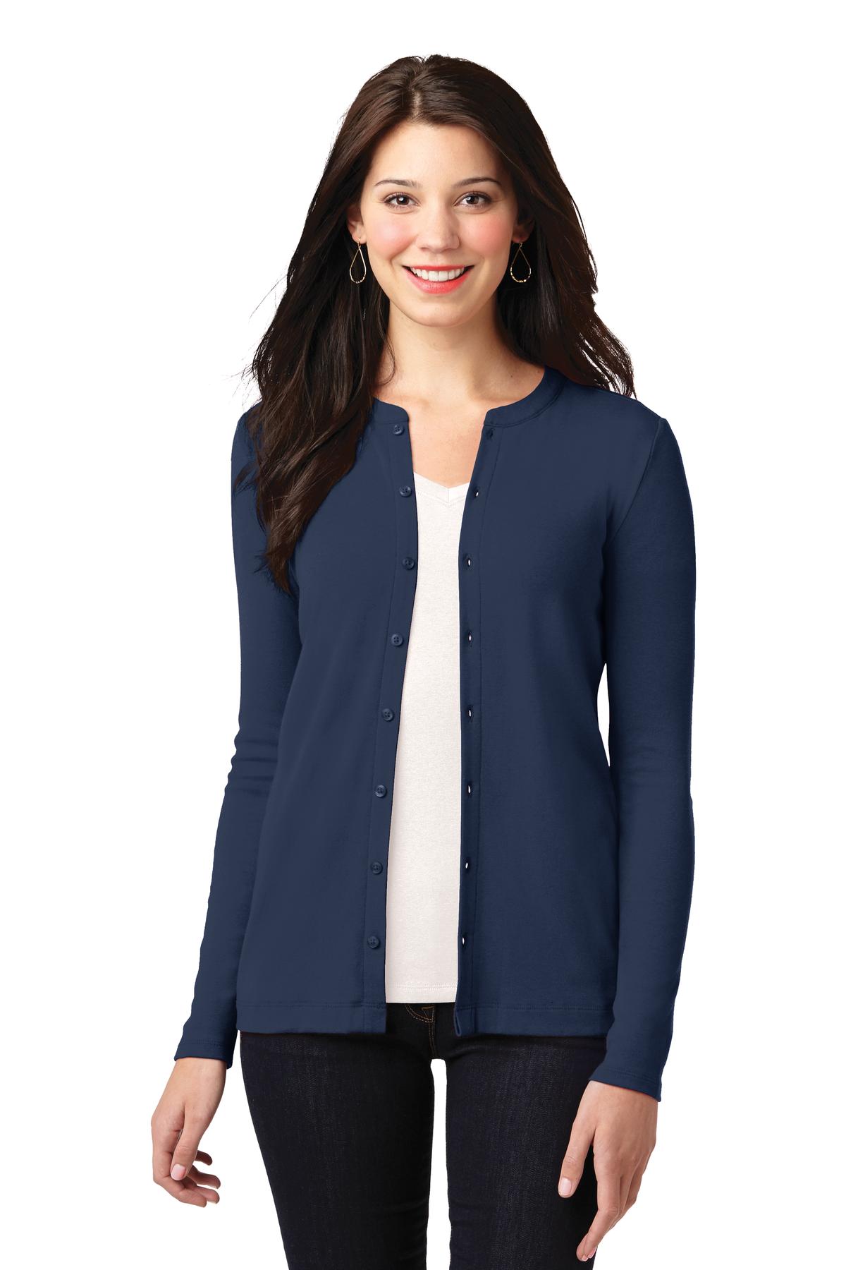 Custom Embroidery or DTF Print - Port Authority ® Women's Concept Stretch Button-Front Cardigan. LM1008