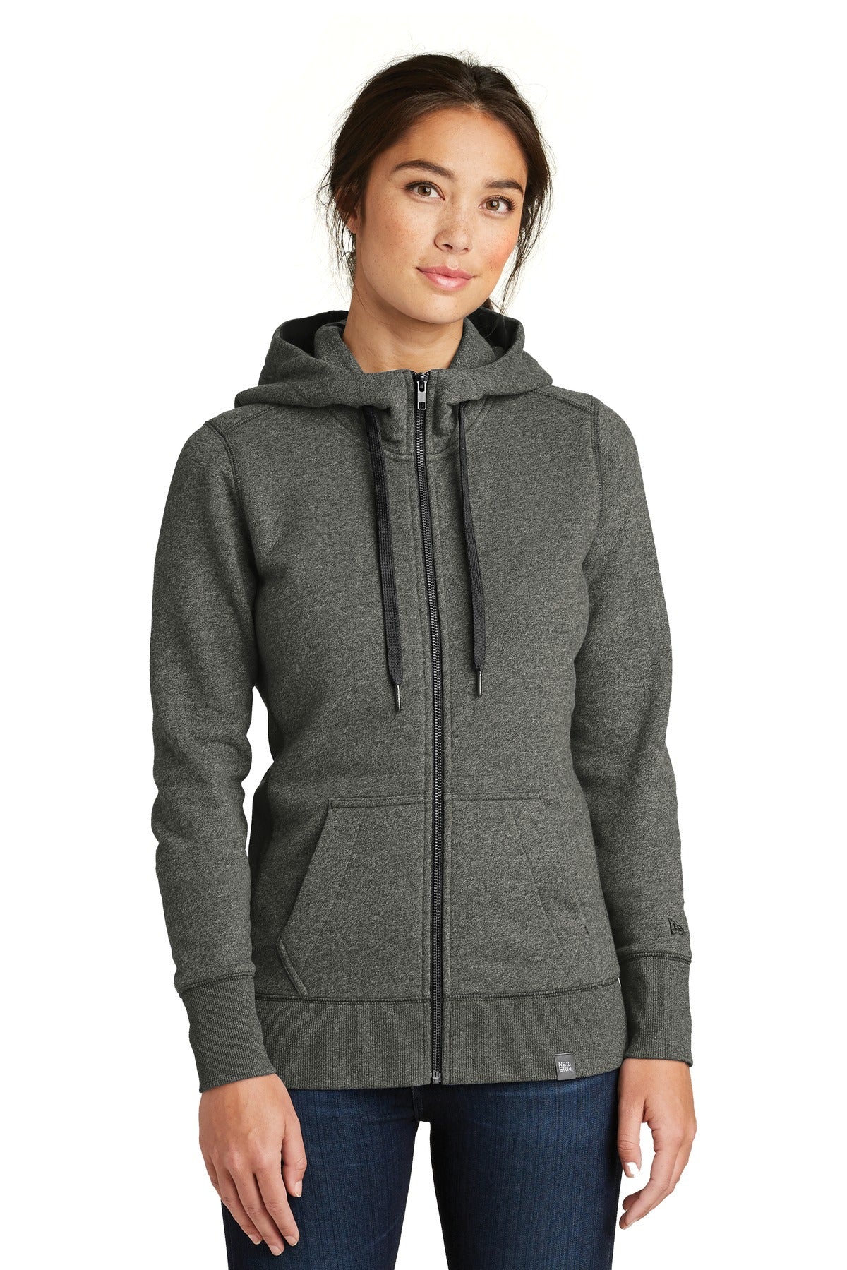Custom Embroidery - New Era ® Women's French Terry Full-Zip Hoodie. LNEA502