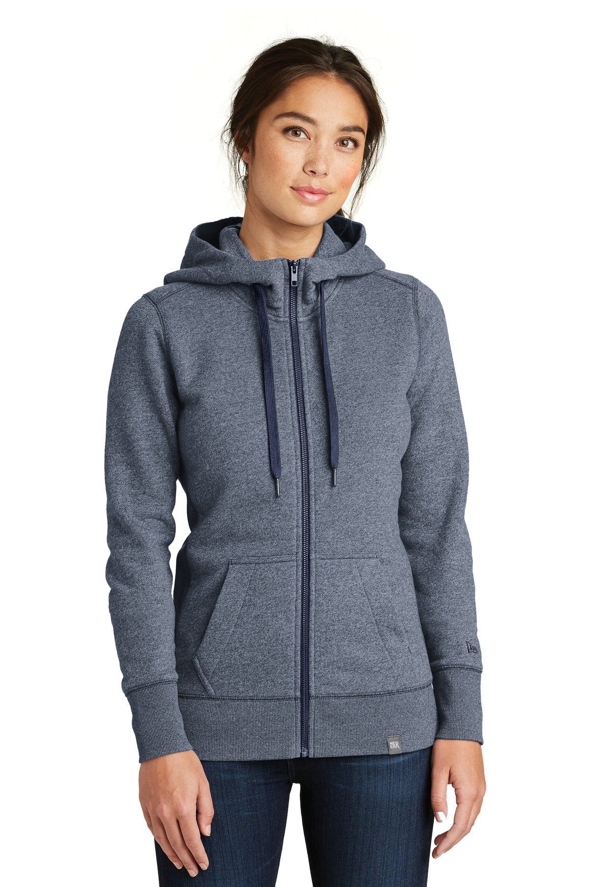Custom Embroidery - New Era ® Women's French Terry Full-Zip Hoodie. LNEA502