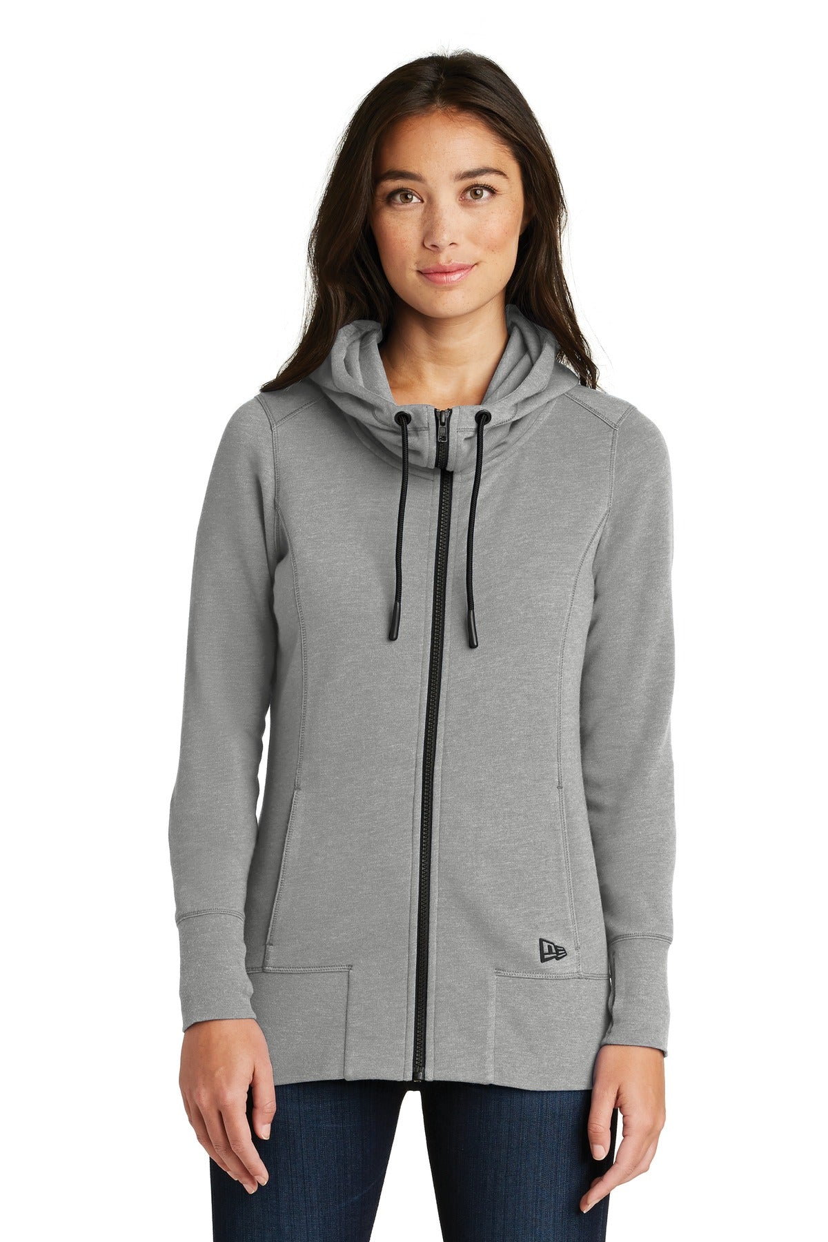 Custom Embroidery - New Era ® Women's Tri-Blend Fleece Full-Zip Hoodie. LNEA511