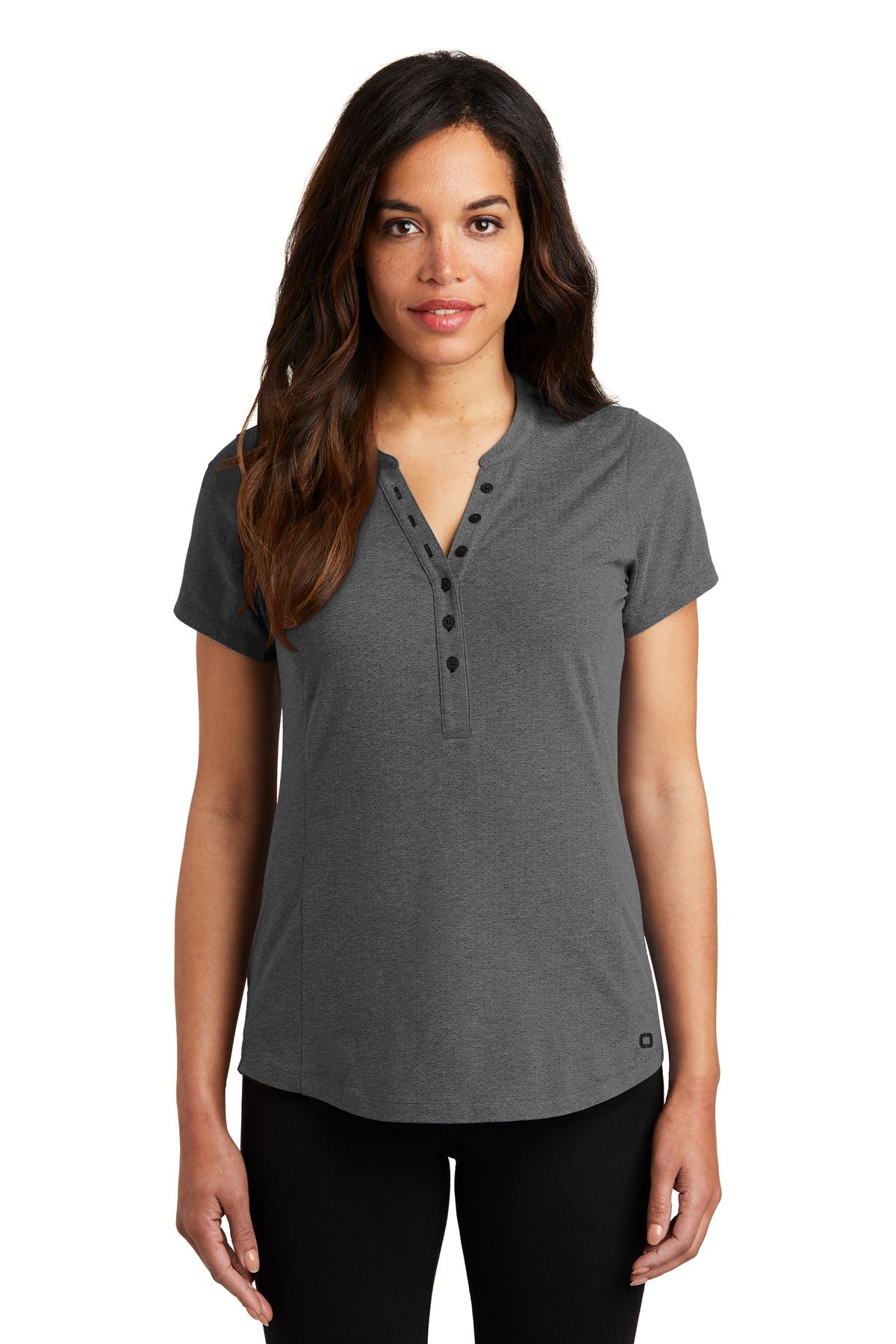 Custom Embroidered or DTF Print on OGIO ® Women's Tread Henley. LOG136