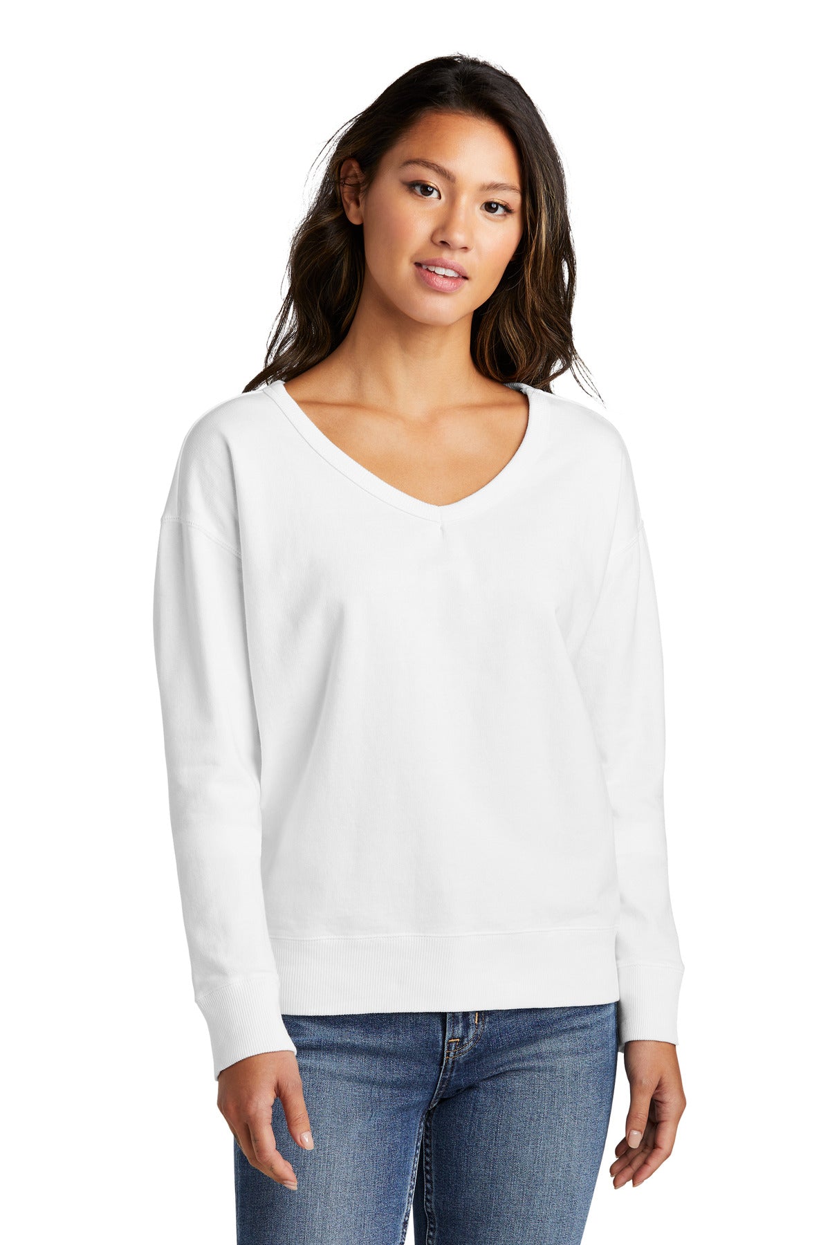 Custom Embroidered - Port & Company® Women's Beach Wash® Garment-Dyed V-Neck Sweatshirt LPC098V