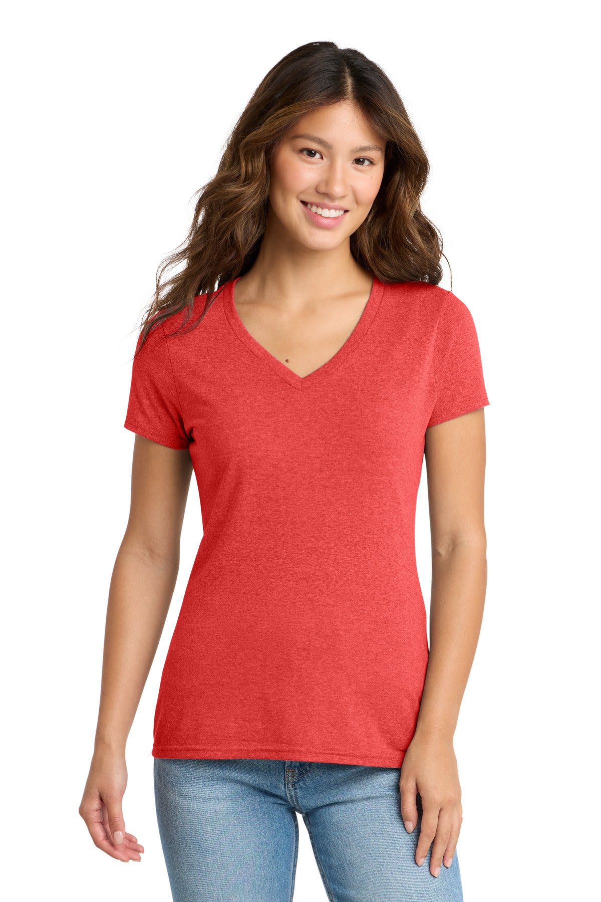 Custom Embroidery or DTF Print - Port & Co ® Women's Tri-Blend V-Neck Tee. LPC330V