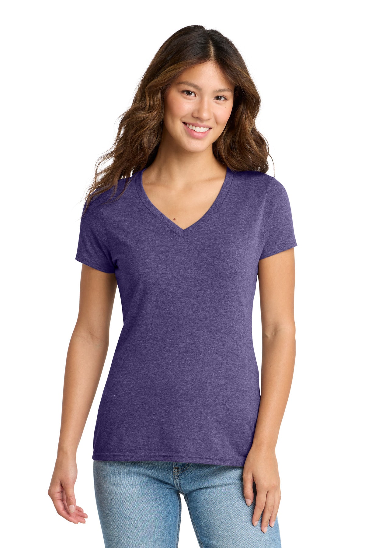 Custom Embroidery or DTF Print - Port & Co ® Women's Tri-Blend V-Neck Tee. LPC330V