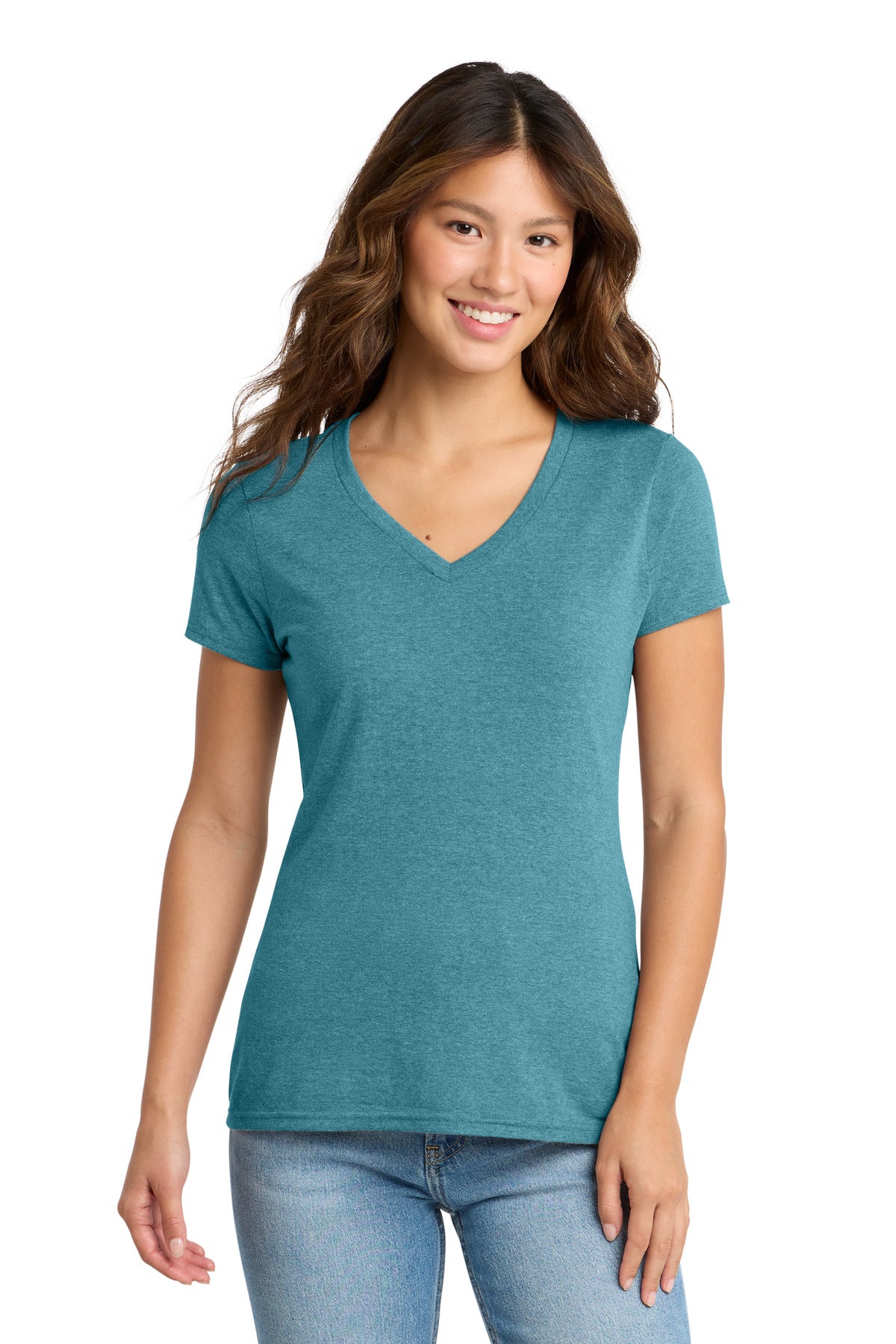 Custom Embroidery or DTF Print - Port & Co ® Women's Tri-Blend V-Neck Tee. LPC330V