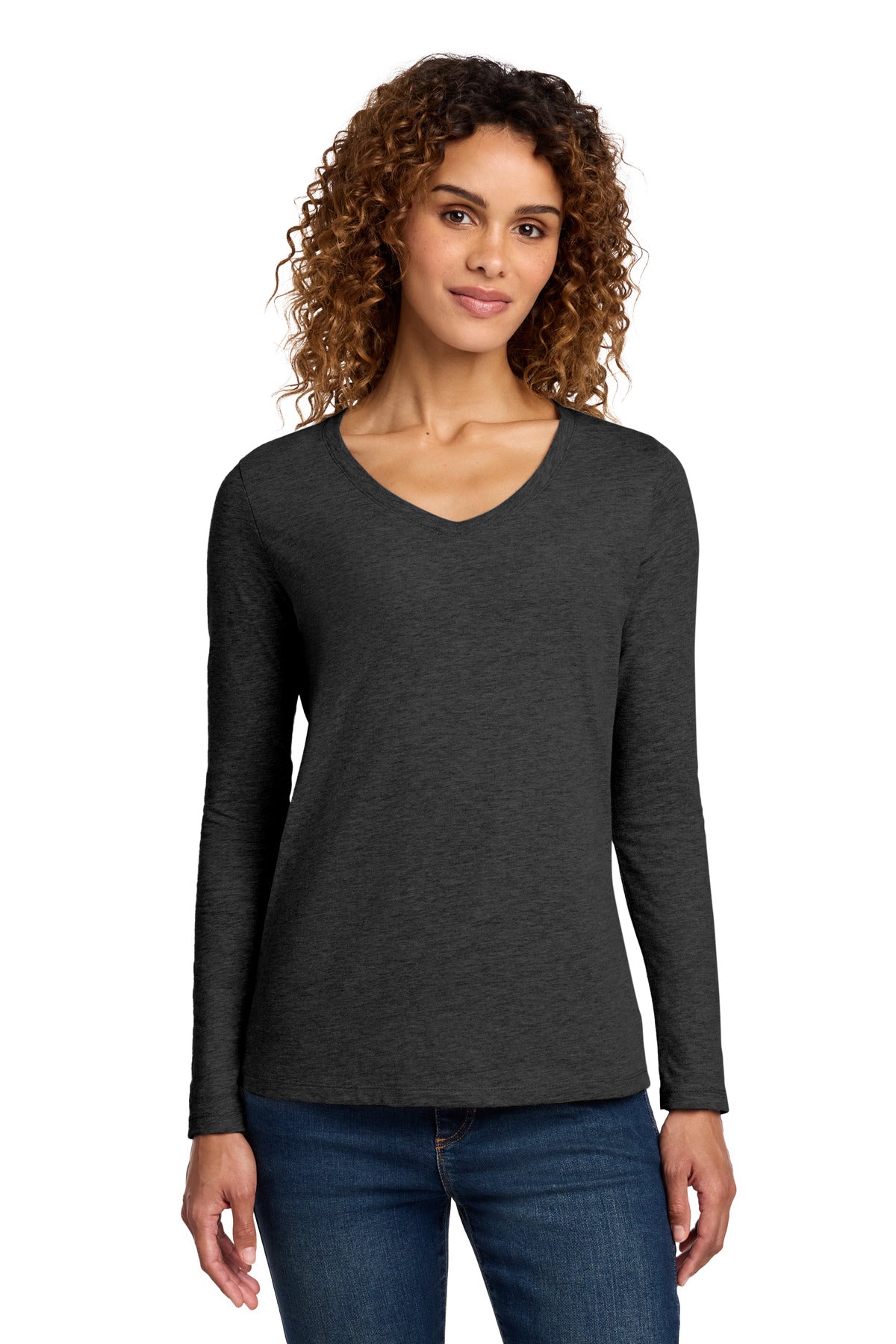 Custom Embroidery or DTF Print - Port & Co ® Women's Long Sleeve Fan Favorite V-Neck Tee. LPC450VLS