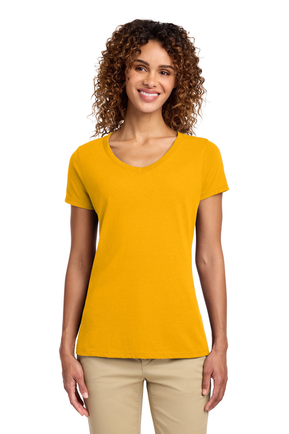 Custom Embroidery or DTF Print - Port & Co ® Women's Fan Favorite V-Neck Tee. LPC450V