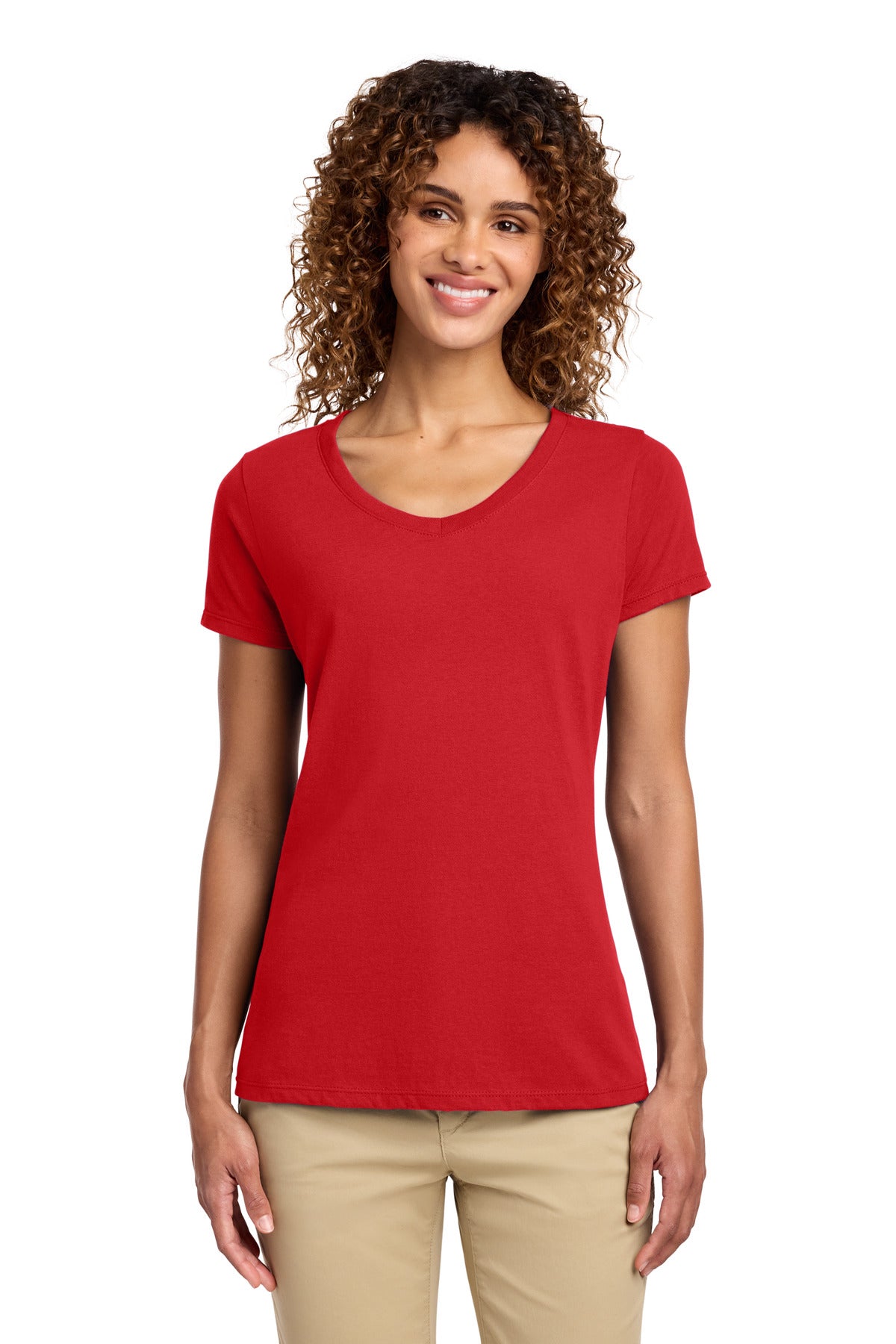 Custom Embroidery or DTF Print - Port & Co ® Women's Fan Favorite V-Neck Tee. LPC450V