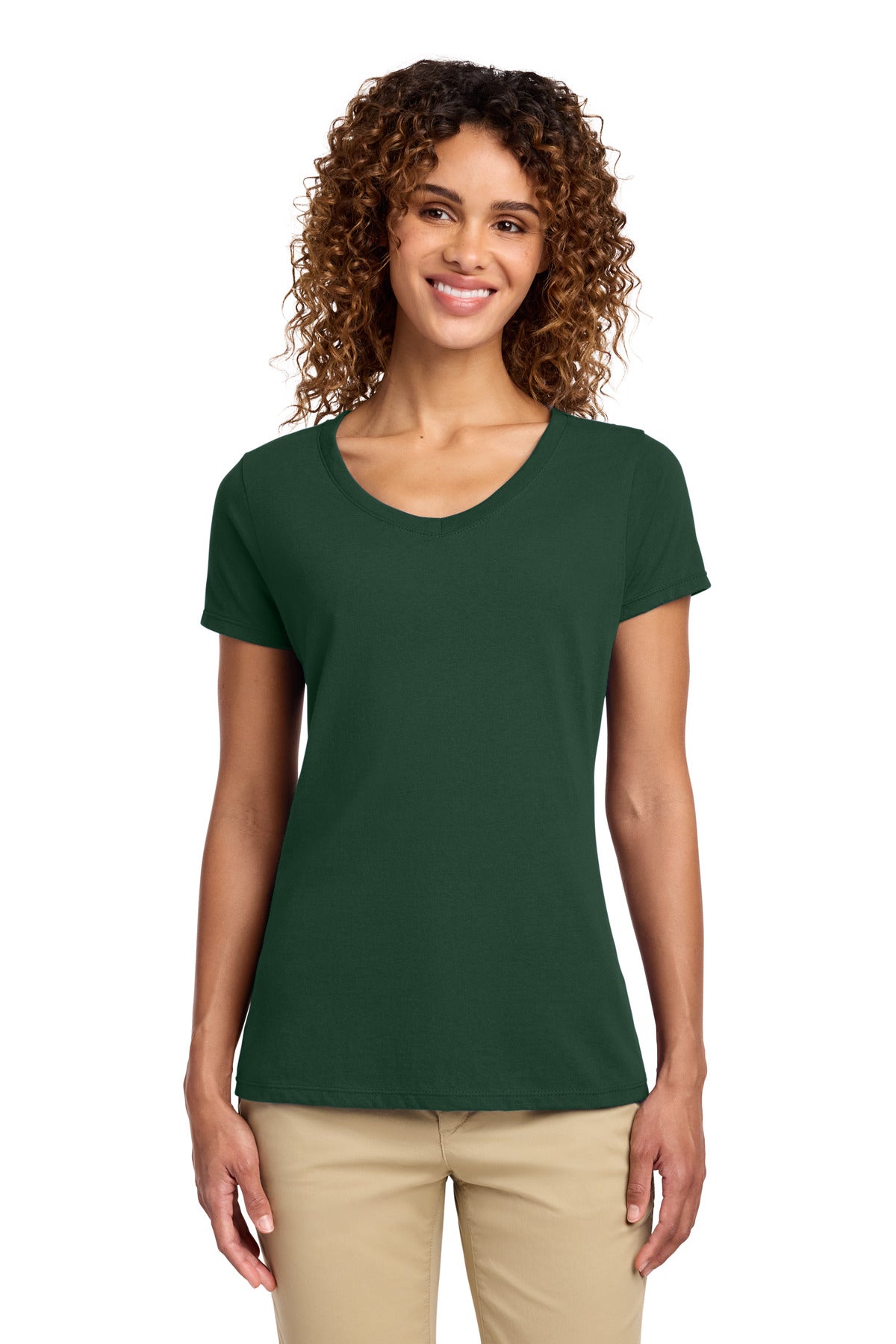 Custom Embroidery or DTF Print - Port & Co ® Women's Fan Favorite V-Neck Tee. LPC450V