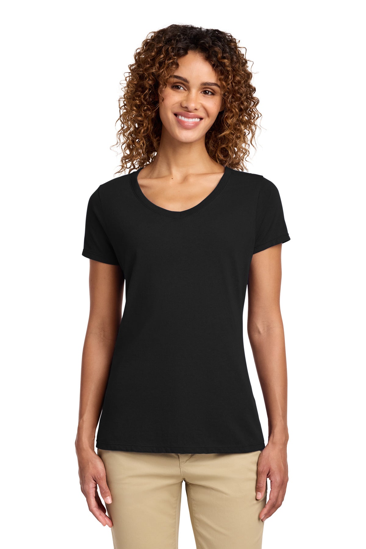 Custom Embroidery or DTF Print - Port & Co ® Women's Fan Favorite V-Neck Tee. LPC450V