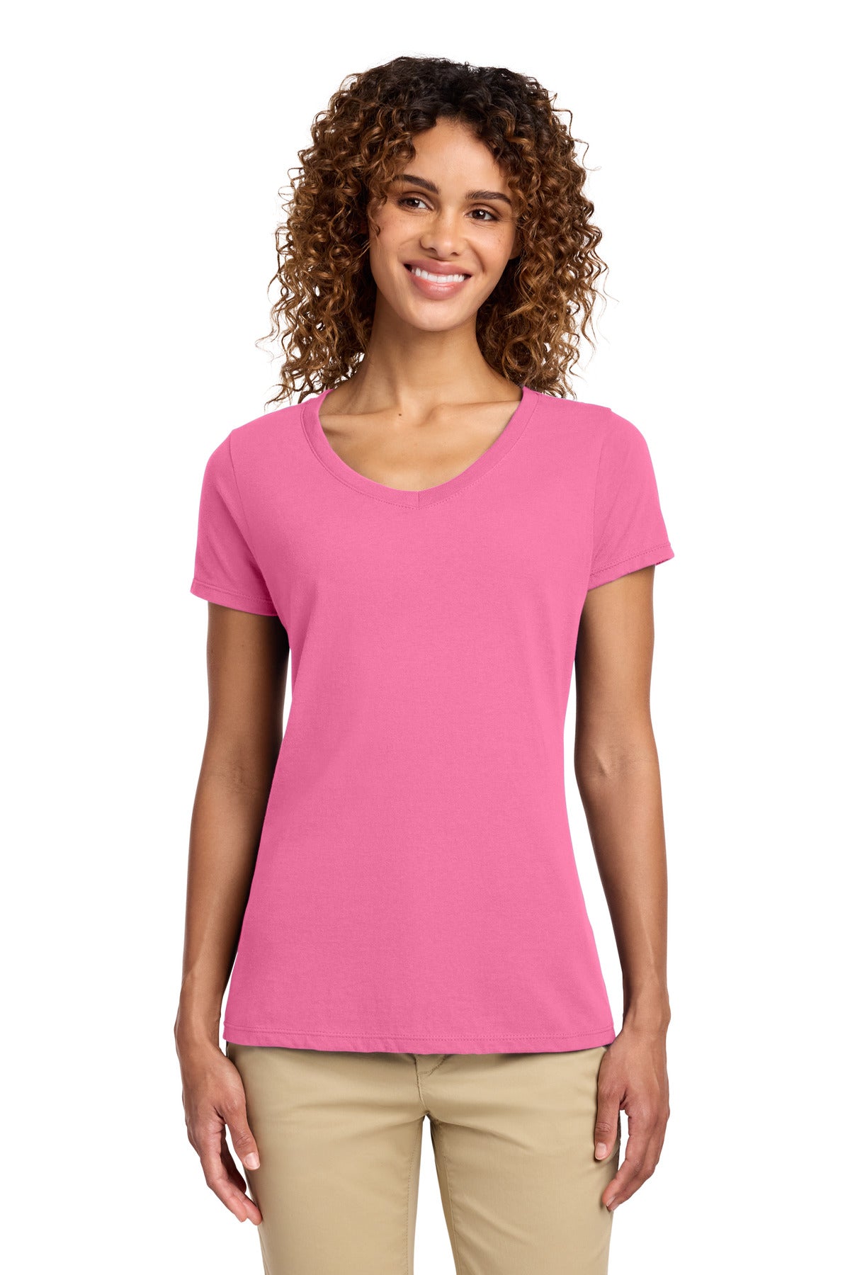 Custom Embroidery or DTF Print - Port & Co ® Women's Fan Favorite V-Neck Tee. LPC450V