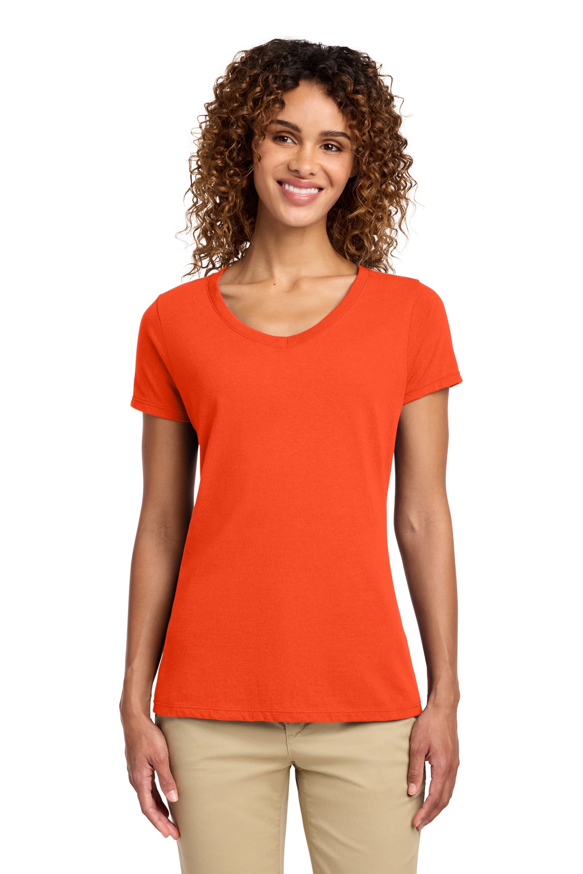 Custom Embroidery or DTF Print - Port & Co ® Women's Fan Favorite V-Neck Tee. LPC450V