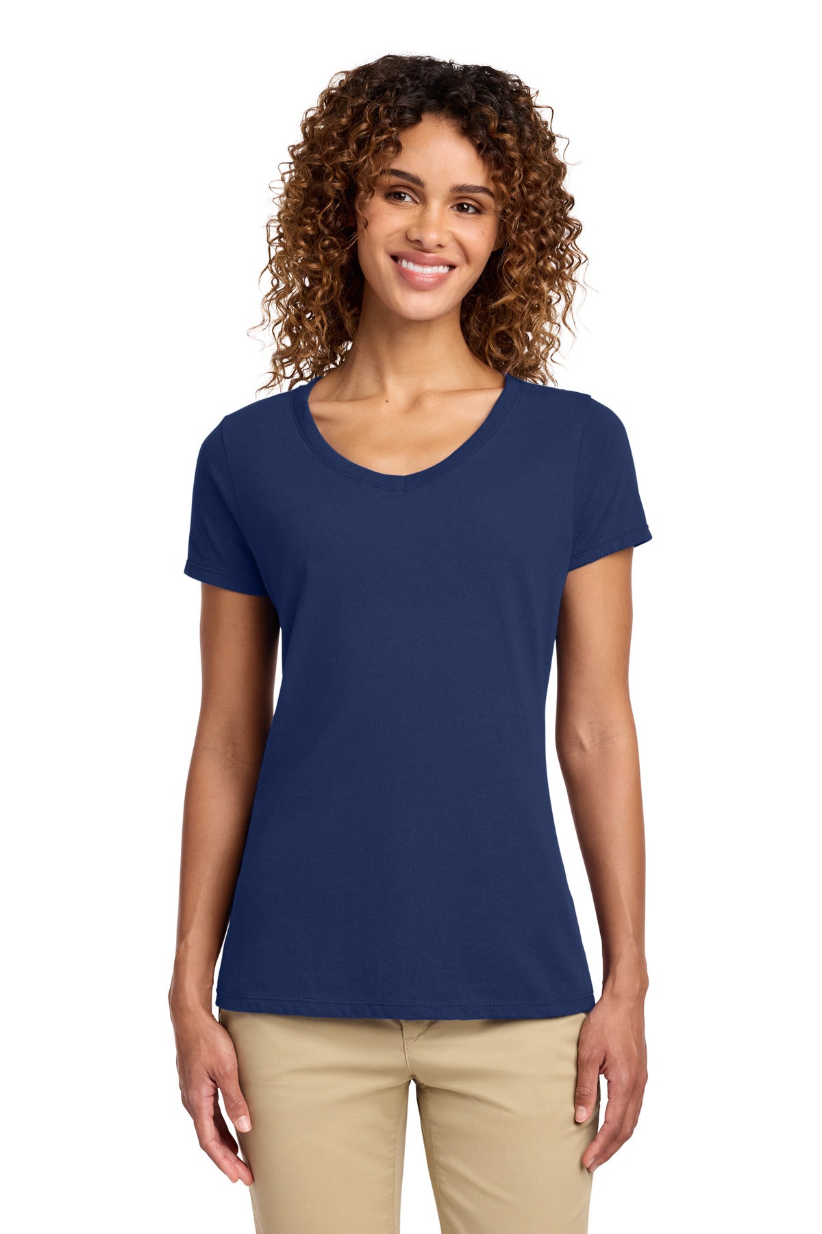 Custom Embroidery or DTF Print - Port & Co ® Women's Fan Favorite V-Neck Tee. LPC450V