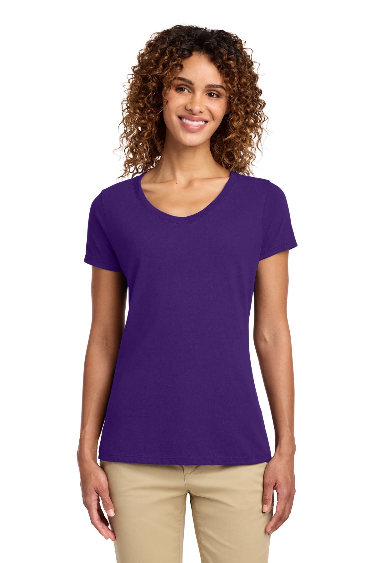 Custom Embroidery or DTF Print - Port & Co ® Women's Fan Favorite V-Neck Tee. LPC450V