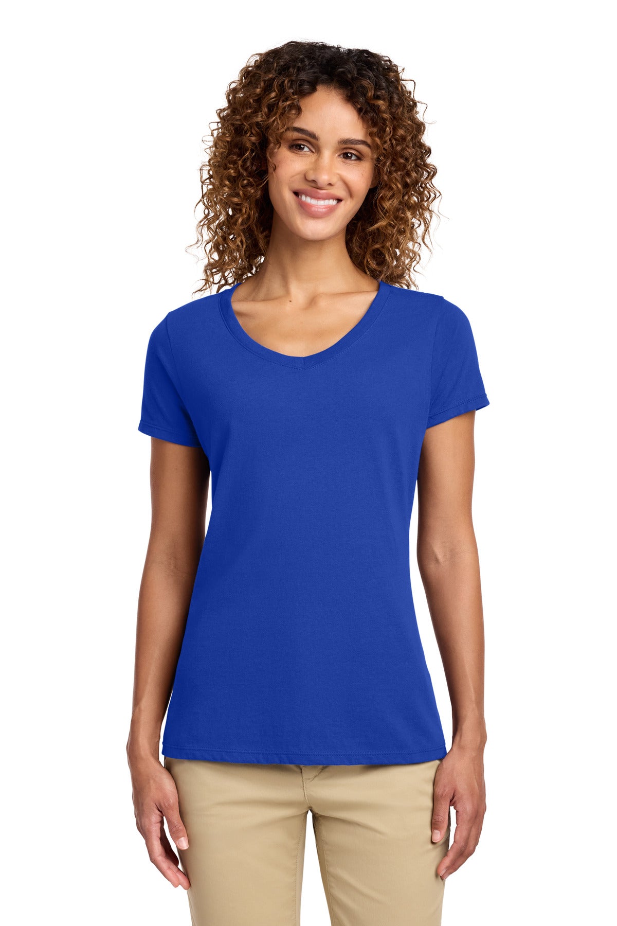 Custom Embroidery or DTF Print - Port & Co ® Women's Fan Favorite V-Neck Tee. LPC450V