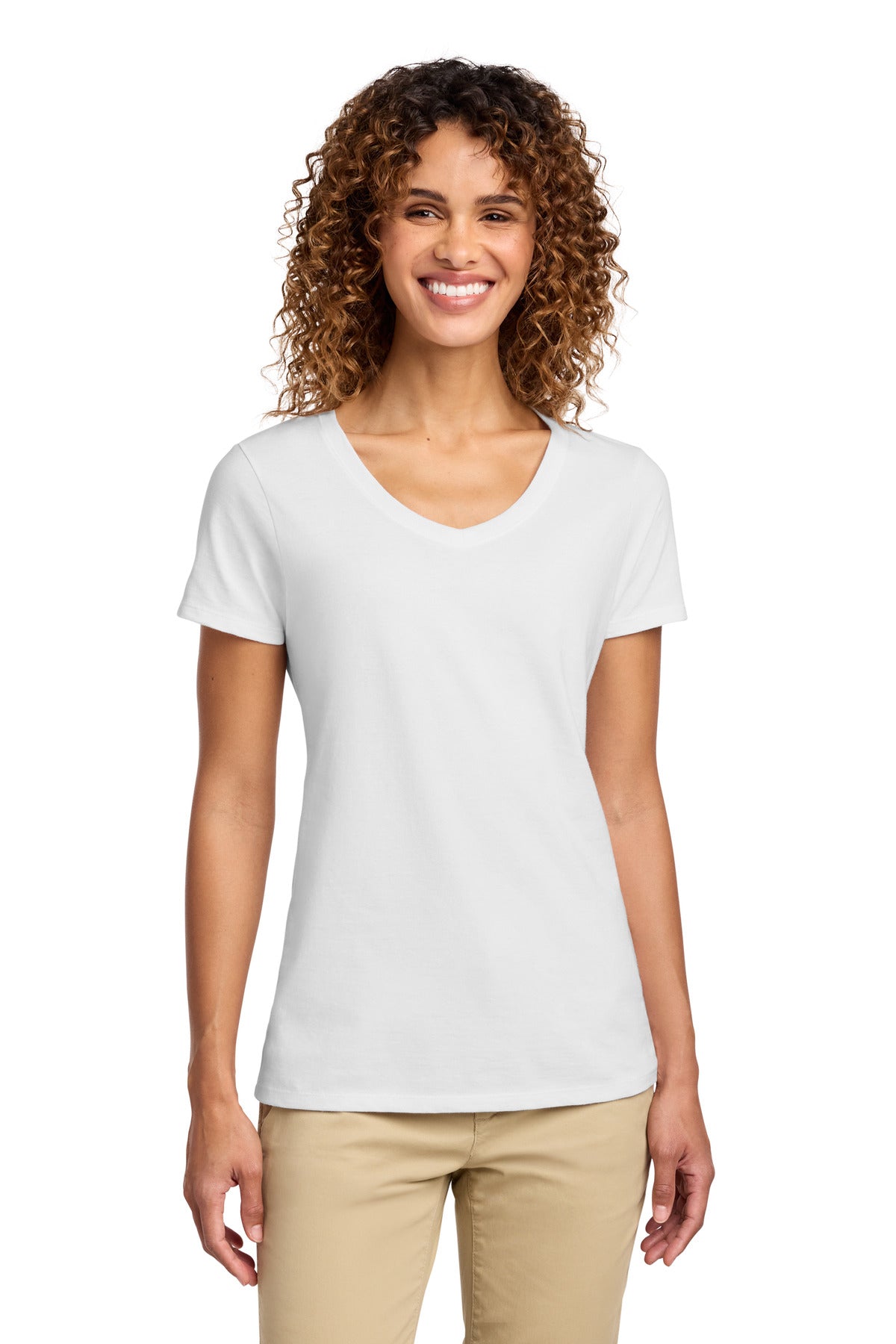 Custom Embroidery or DTF Print - Port & Co ® Women's Fan Favorite V-Neck Tee. LPC450V