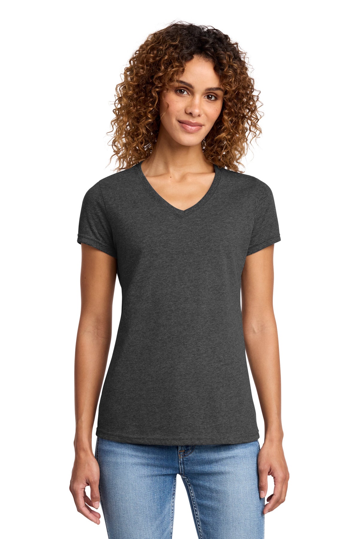 Custom Embroidery or DTF Print - Port & Co ® Women's Fan Favorite ™ Blend V-Neck Tee. LPC455V
