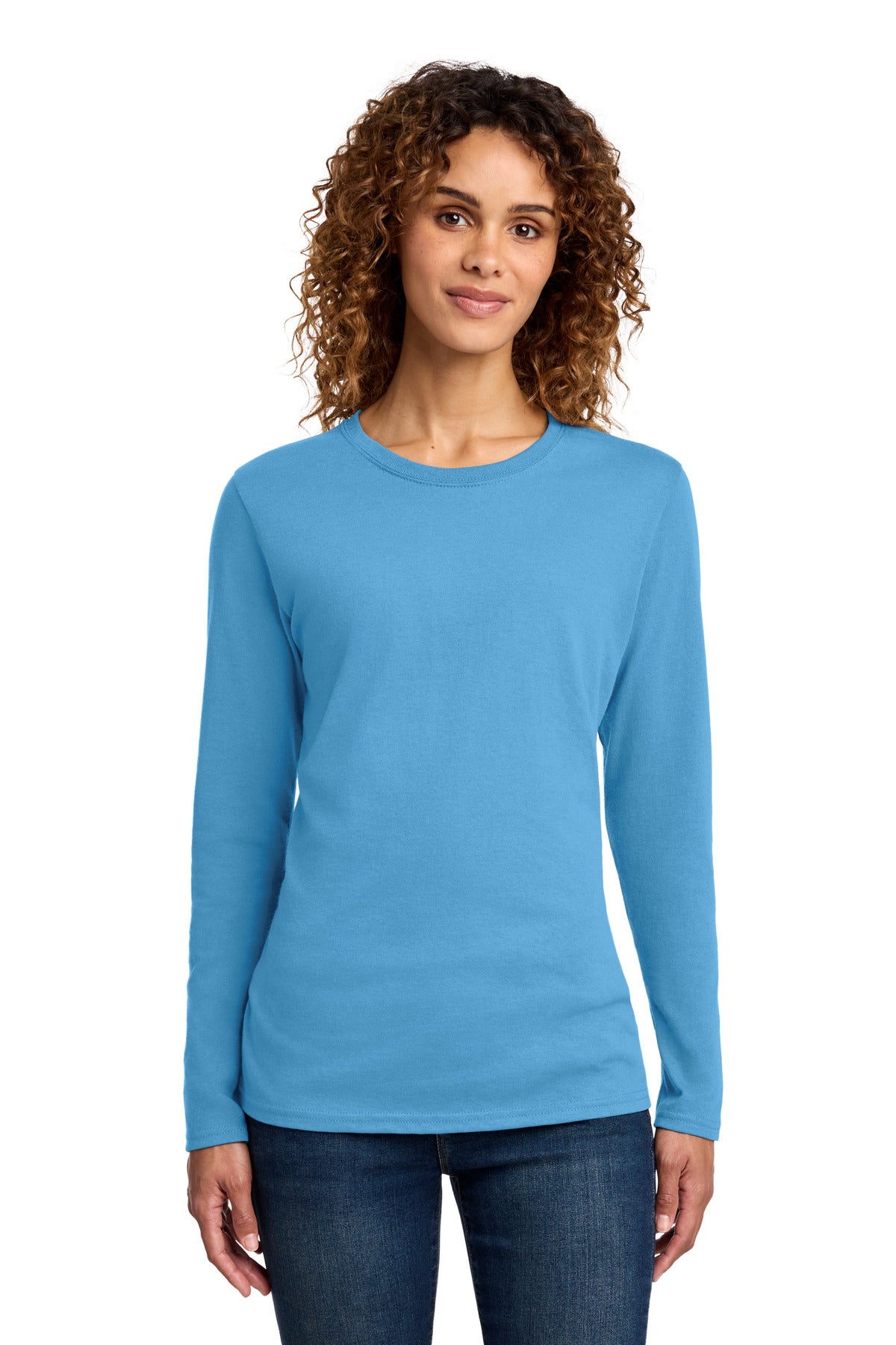 Custom Embroidery or DTF Print - Port & Co ® Women's Long Sleeve Core Cotton Tee. LPC54LS