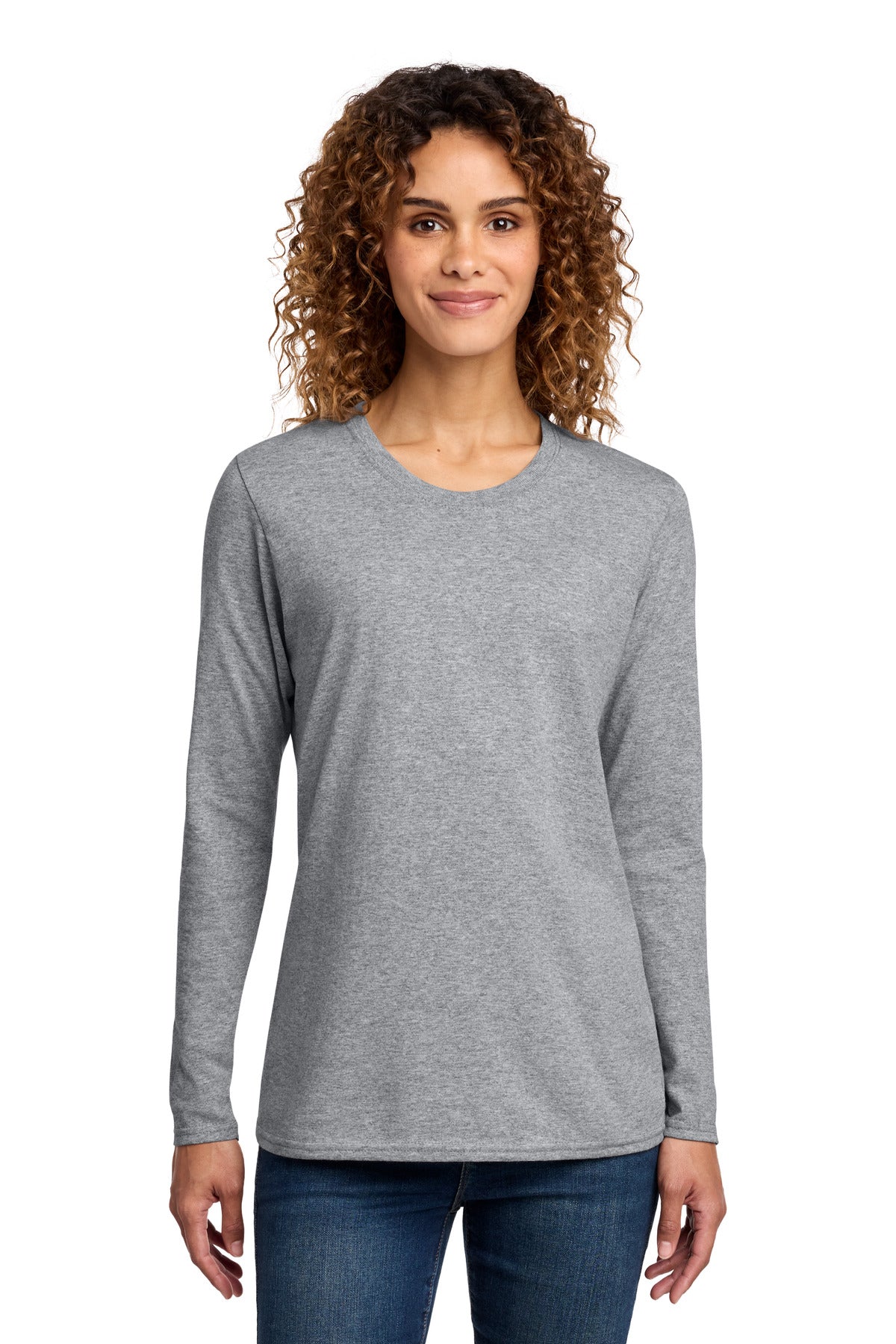 Custom Embroidery or DTF Print - Port & Co ® Women's Long Sleeve Core Cotton Tee. LPC54LS