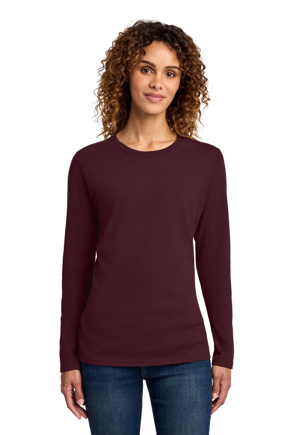 Custom Embroidery or DTF Print - Port & Co ® Women's Long Sleeve Core Cotton Tee. LPC54LS