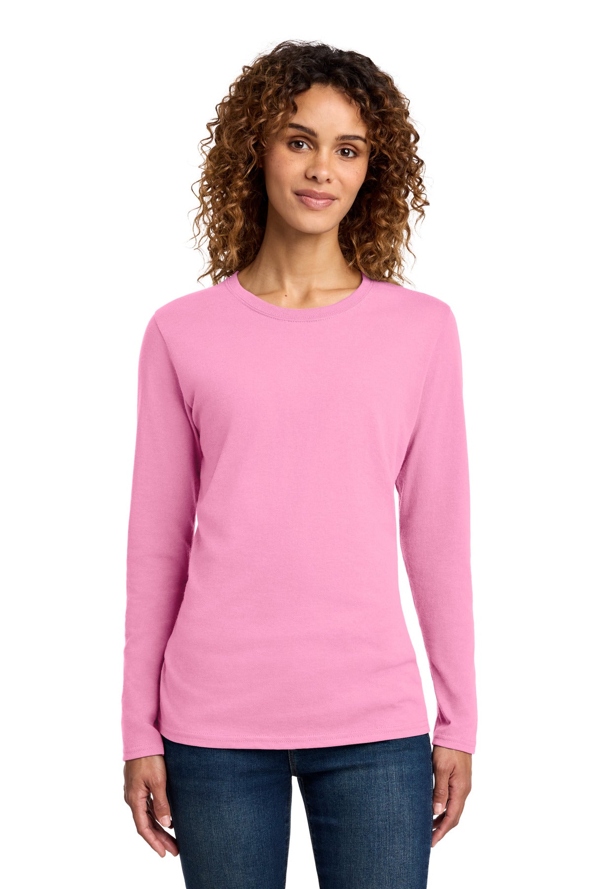 Custom Embroidery or DTF Print - Port & Co ® Women's Long Sleeve Core Cotton Tee. LPC54LS