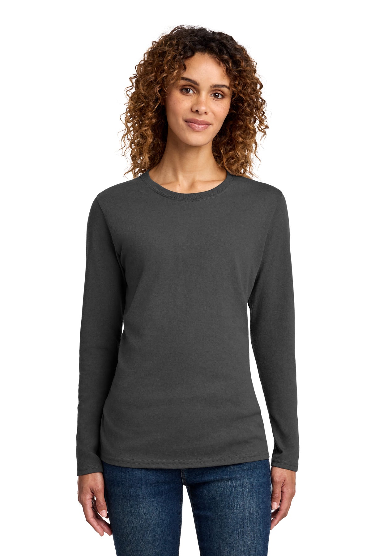 Custom Embroidery or DTF Print - Port & Co ® Women's Long Sleeve Core Cotton Tee. LPC54LS